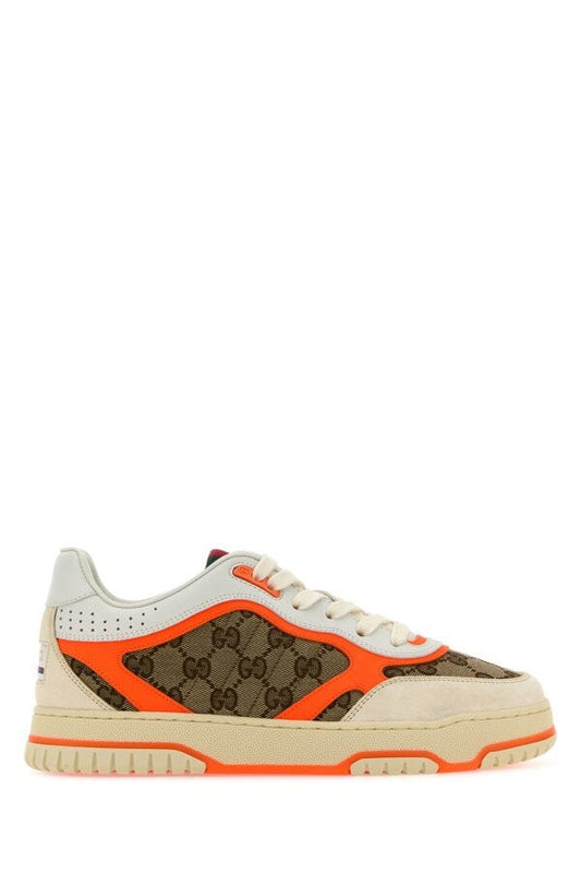 Gucci Woman Multicolor Leather And Gg Supreme Fabric Re-Web Sneakers