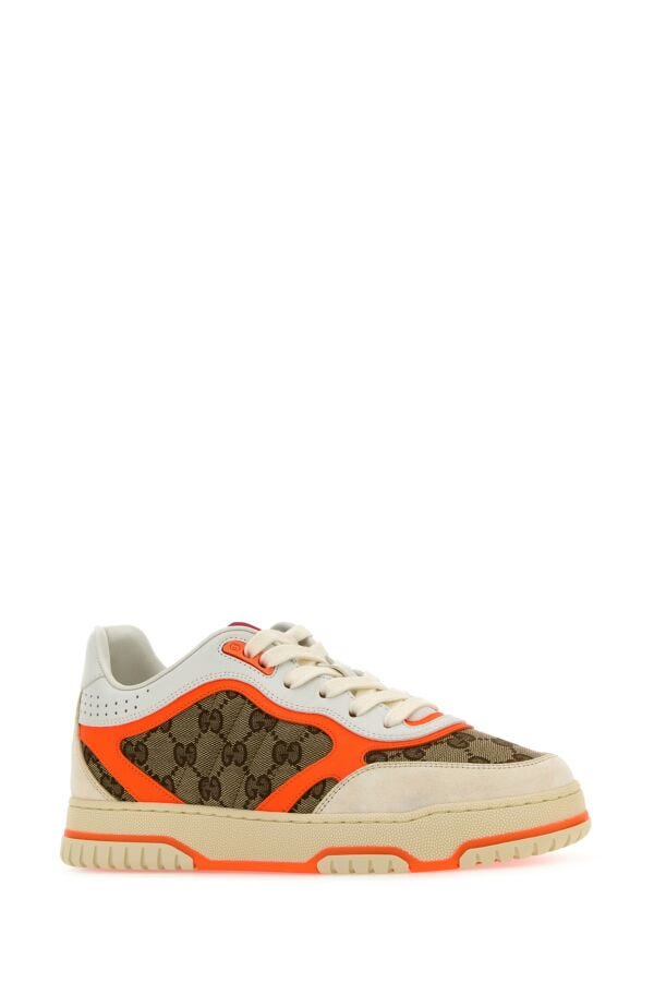Gucci Woman Multicolor Leather And Gg Supreme Fabric Re-Web Sneakers