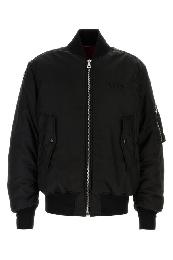 Gucci Man Black Nylon Bomber Jacket