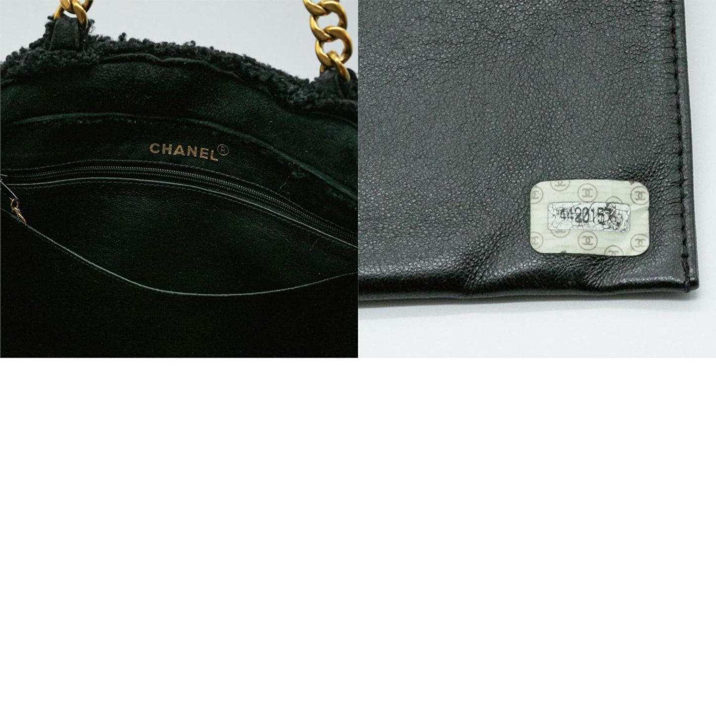 CHANEL Tote bag Handbag Chain Mouton Black Gold Men Women PD16