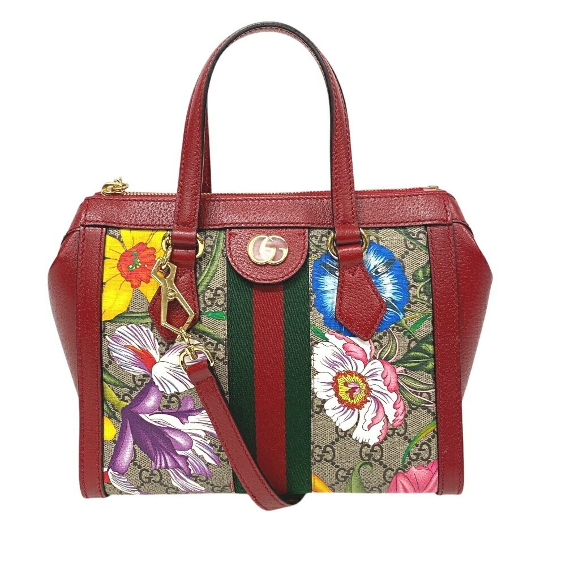 Gucci Beige Red Color Leather Pvc Handbag Shoulder Bag ()
