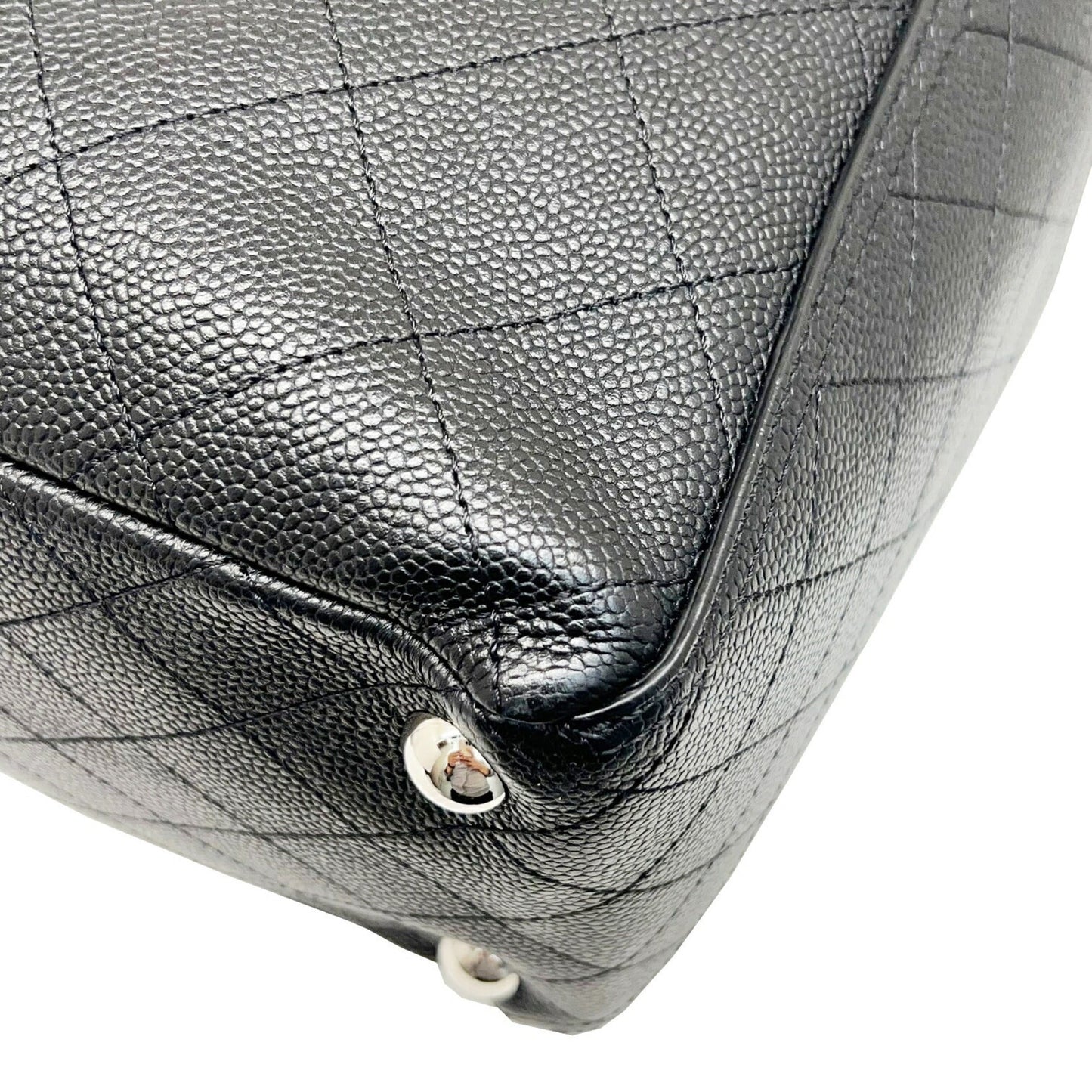 Chanel Wild Stitch Shoulder HandBag Chain Tote Caviar Skin Black No. 19 Women's