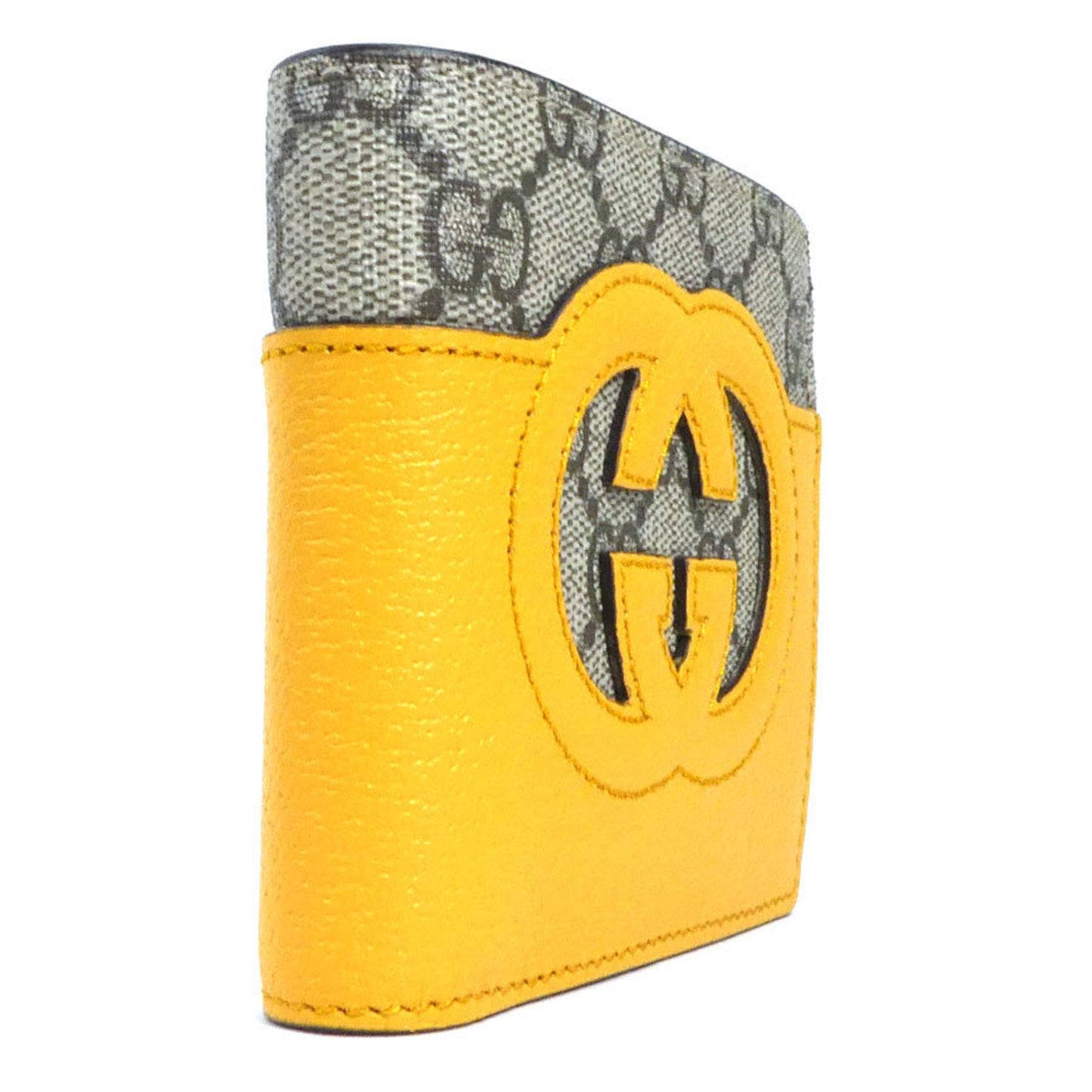 Gucci Brown Yellow Leather Gg Supreme Wallet (Bi-Fold)