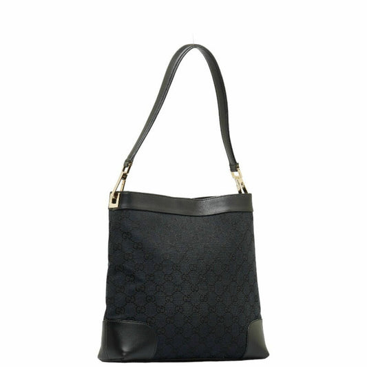 Gucci GG Canvas One Shoulder Bag 33900 Black Leather Women's