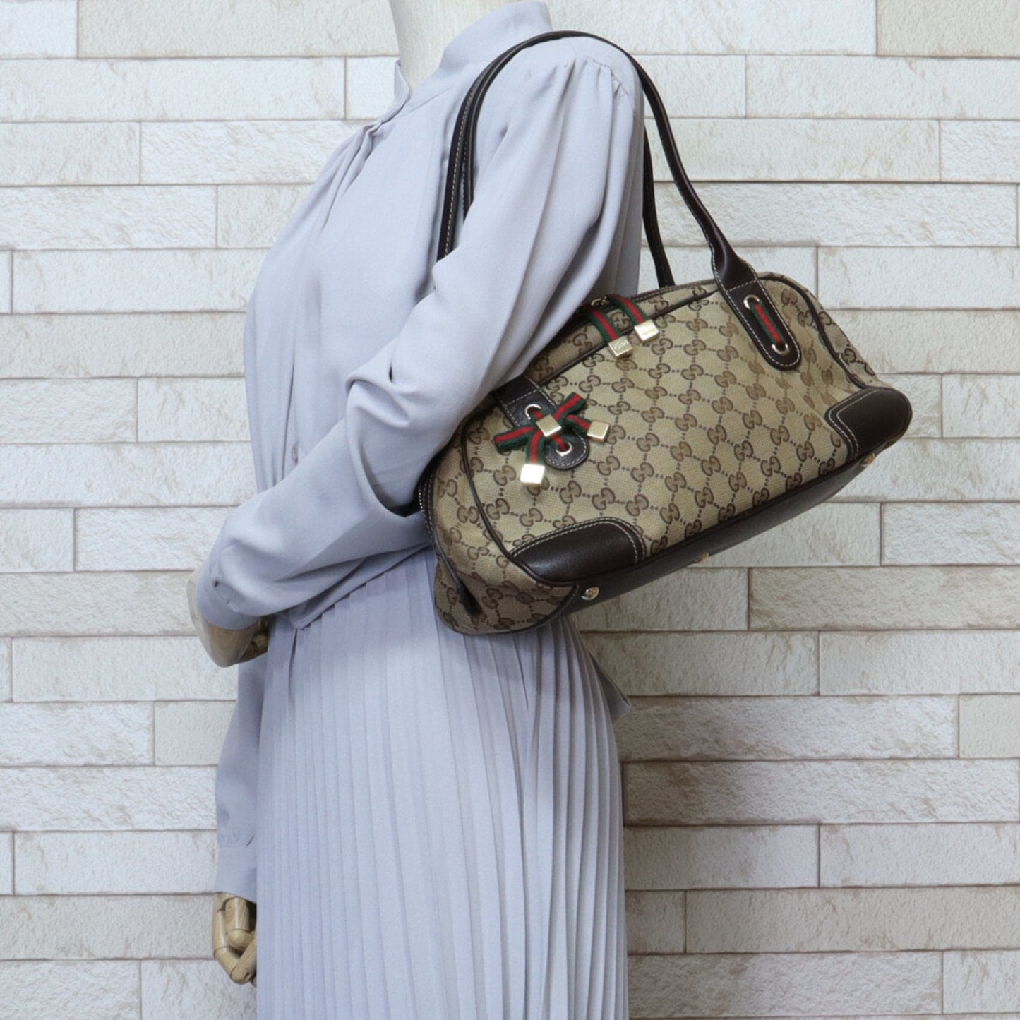 Gucci Beige Brown Gg Canvas Shoulder Bag