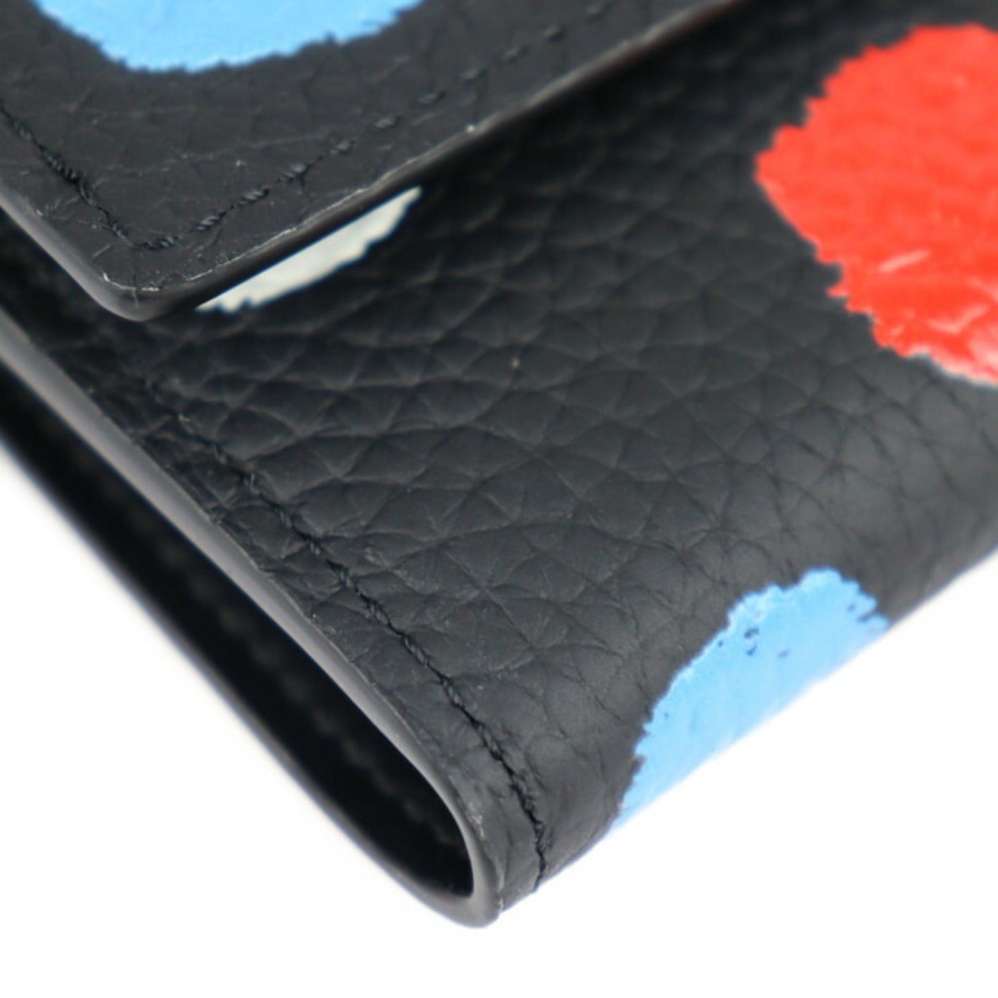 LOUIS VUITTON Portefeuille Capucines LV x YK Yayoi Kusama Collaboration Trifold Wallet M81963 Taurillon Leather Black Multicolor Silver Hardware 2023 Collection Vuitton