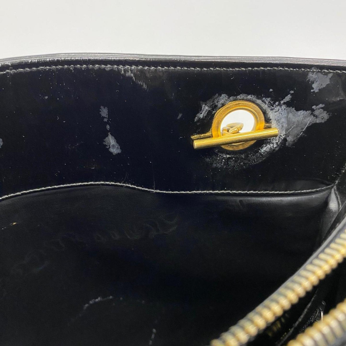 Chanel Shoulder Bag Chain Patent Leather Black Women's