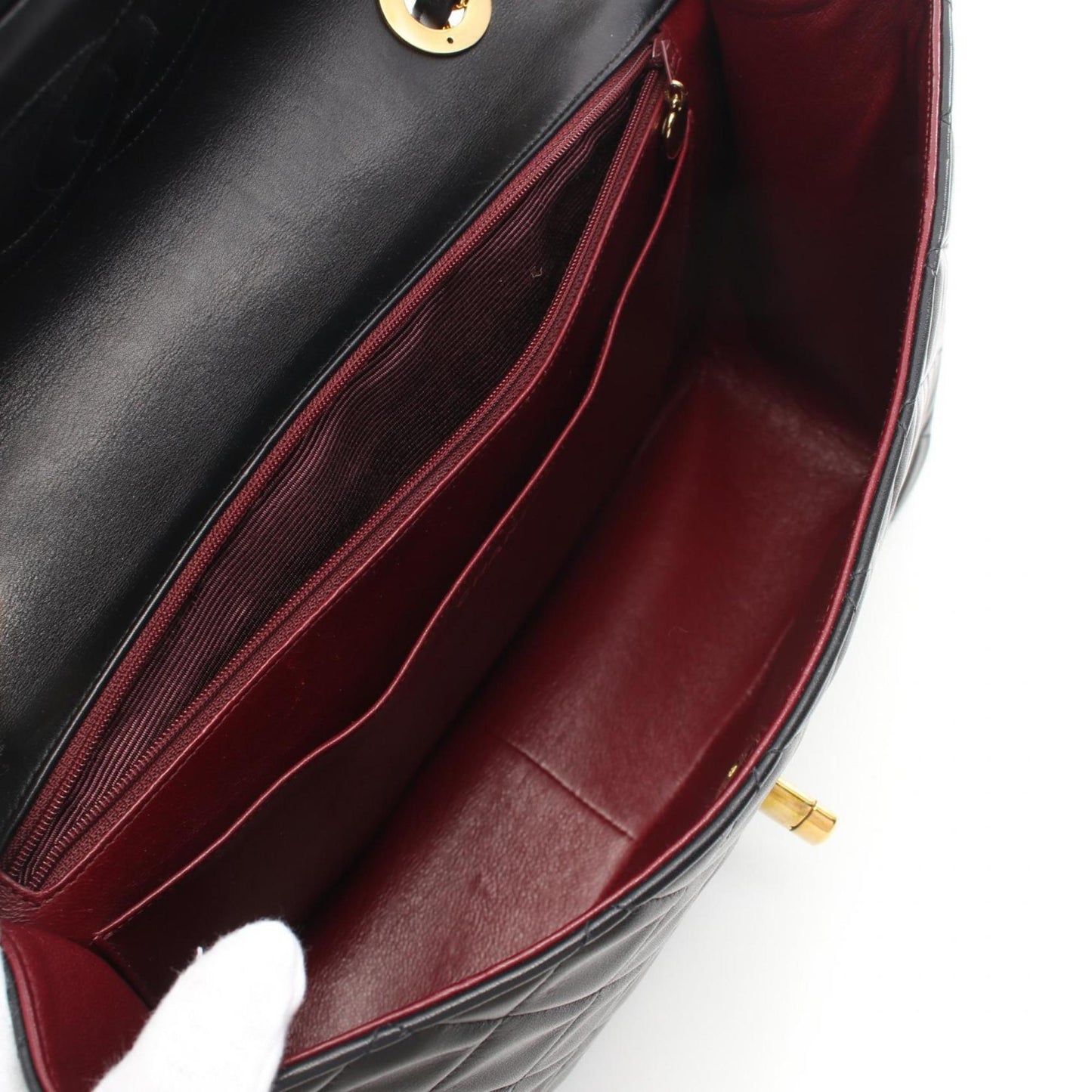 CHANEL Deca Matelasse 34 Shoulder Bag, Lambskin, Women's, Black