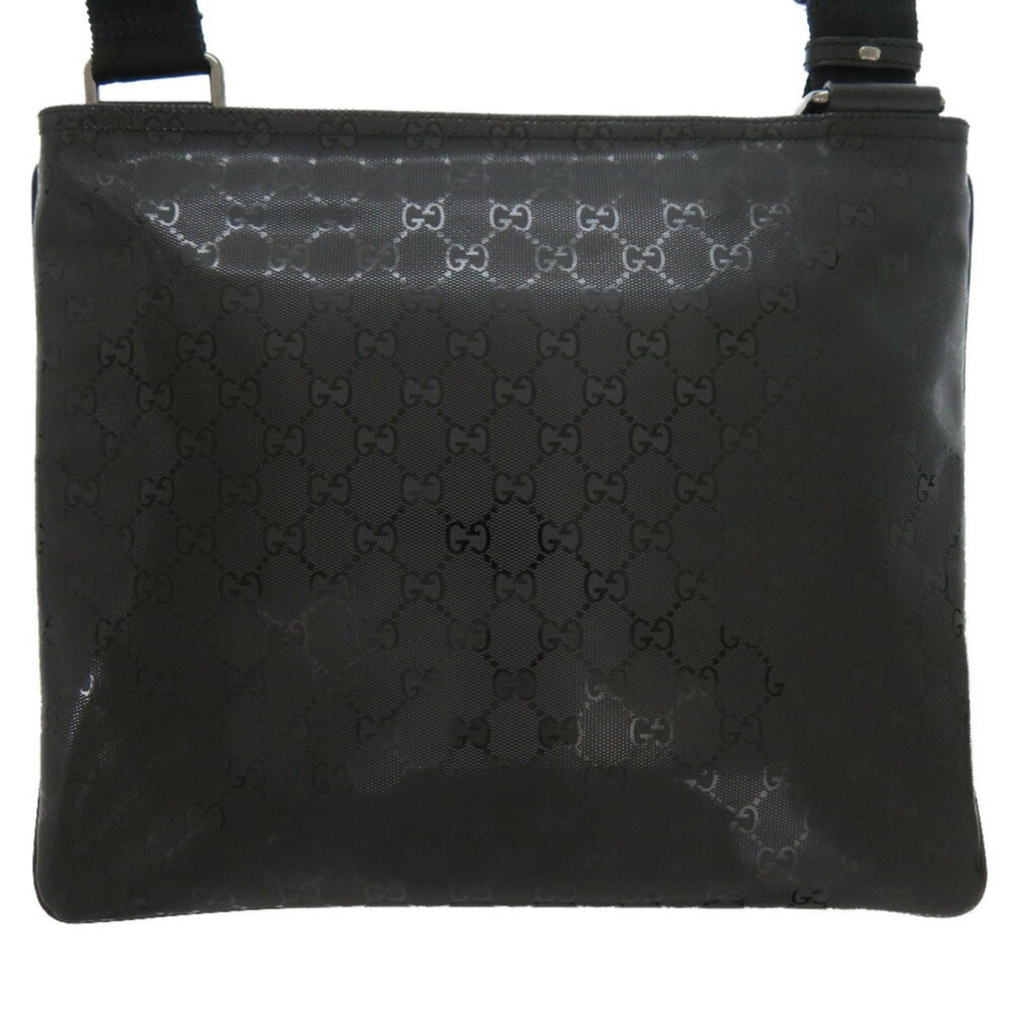 Gucci Black Silver Coated Canvas Leather Shoulder Bag