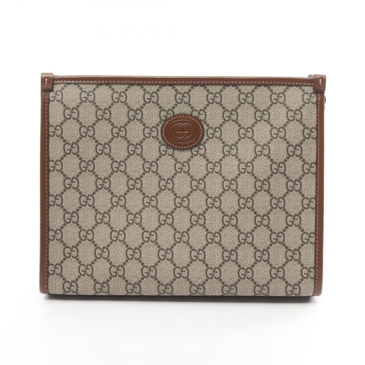 Gucci Beige Brown Gg Supreme Clutch Bag ()