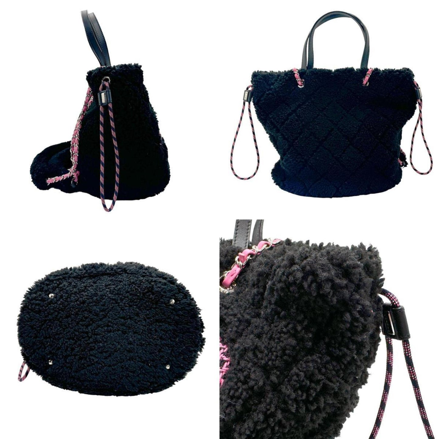 CHANEL Shoulder Bag Handbag Coconage Boa Leather Black x Pink Women's n0040