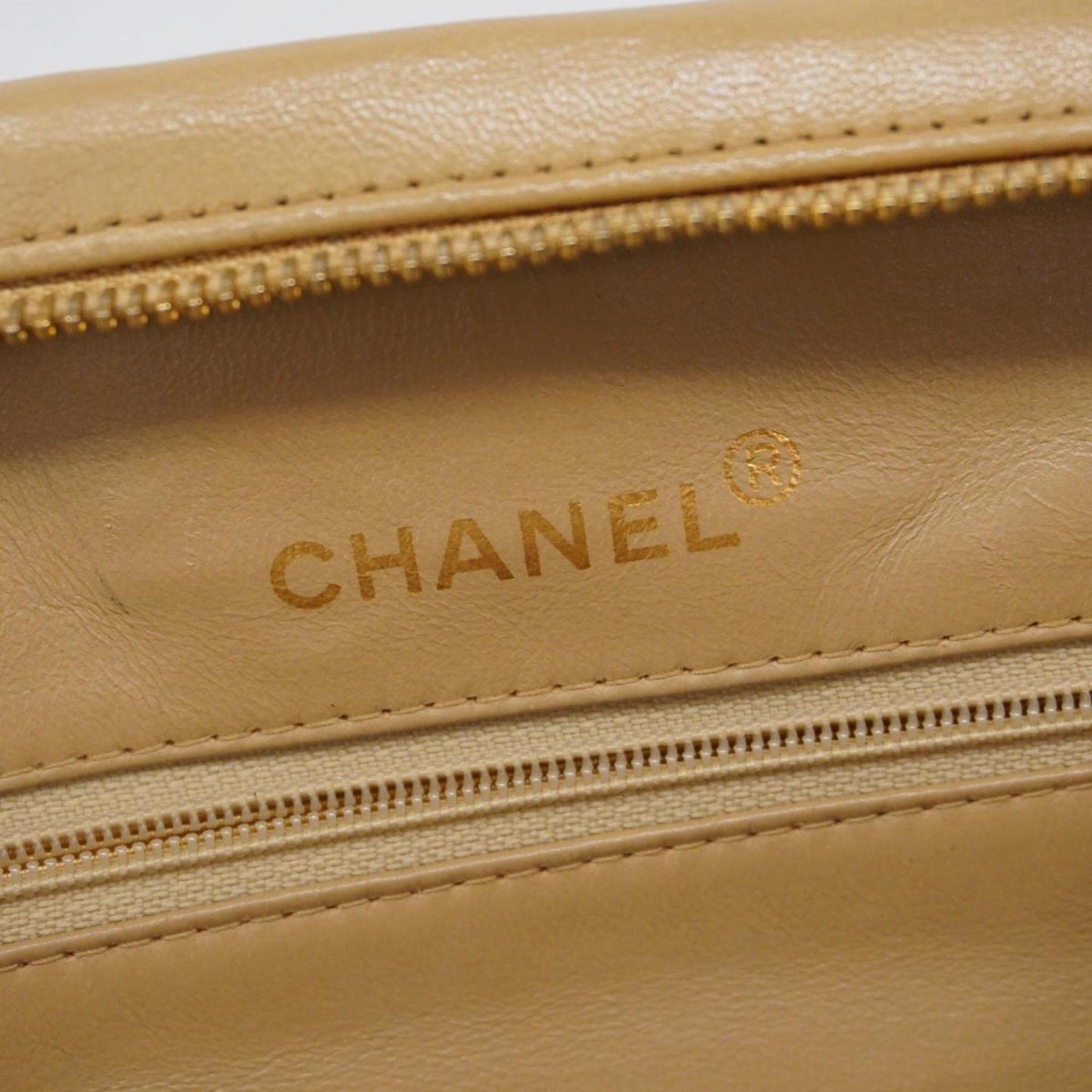 Chanel Shoulder Bag V Stitch Lambskin Beige Women's