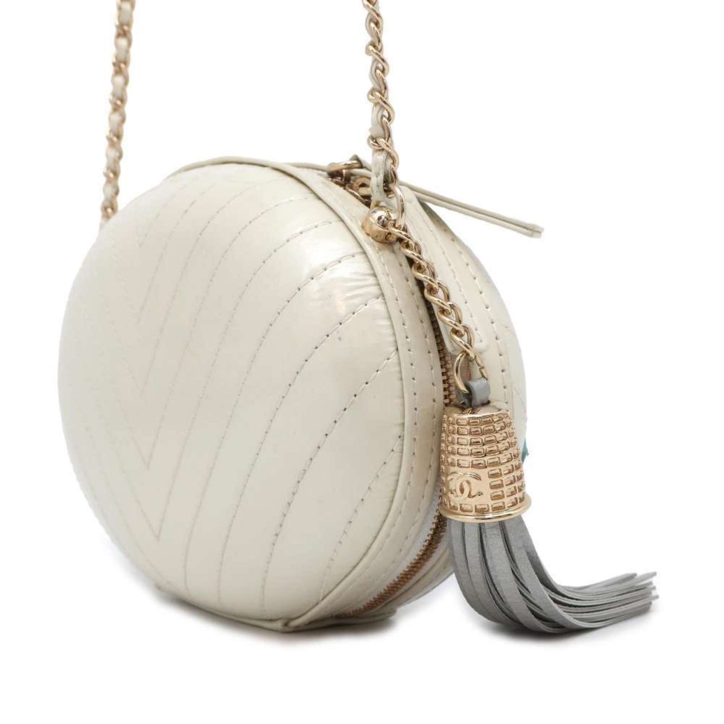 Chanel Chain Shoulder Bag La Pausa V-Stitch Leather CHANEL White Tassel LA PAUSA