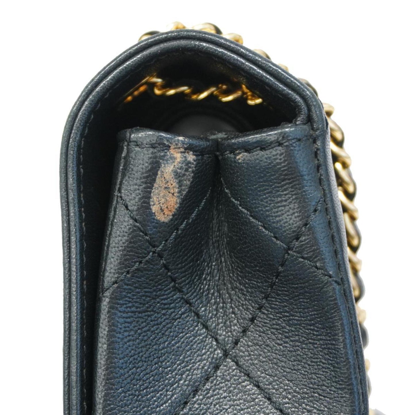Chanel Shoulder Bag Matelasse W Flap Chain Leather Black Women's