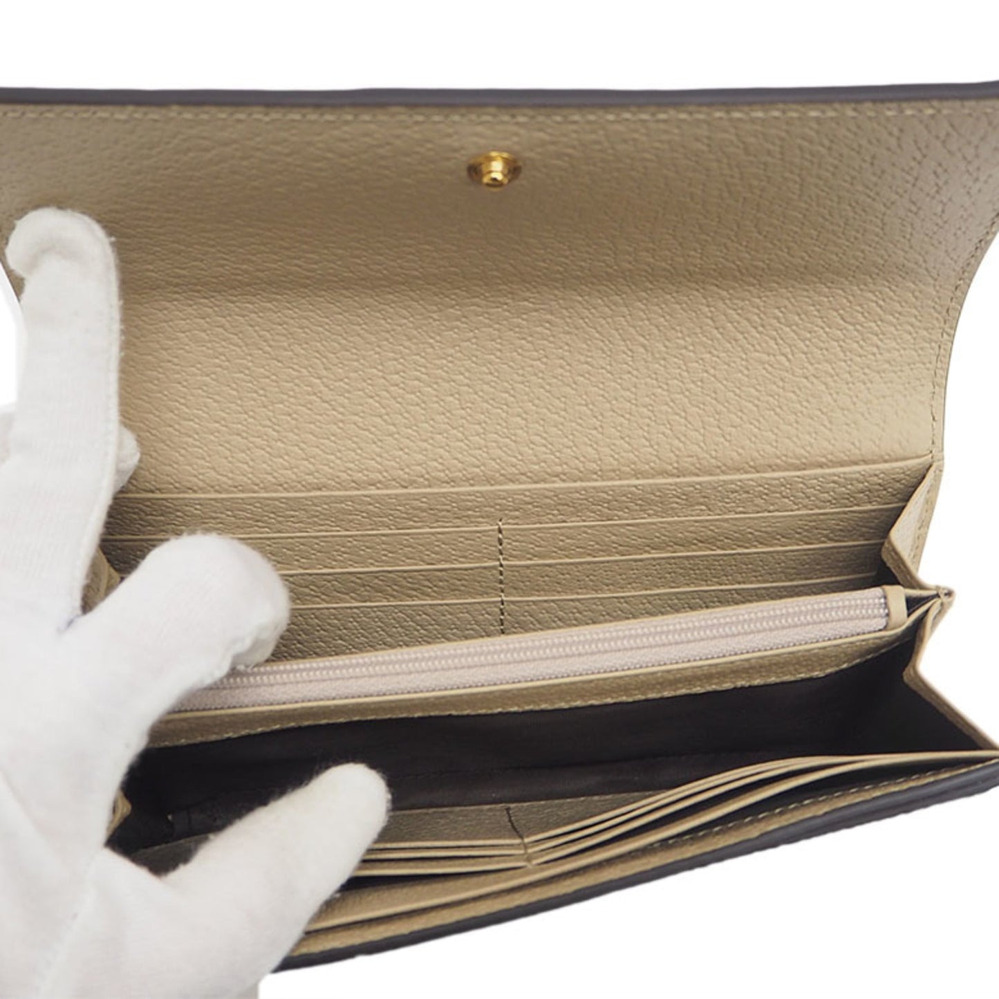 Gucci Ophidia Beige White Gg Supreme Long Wallet (Bi-Fold)