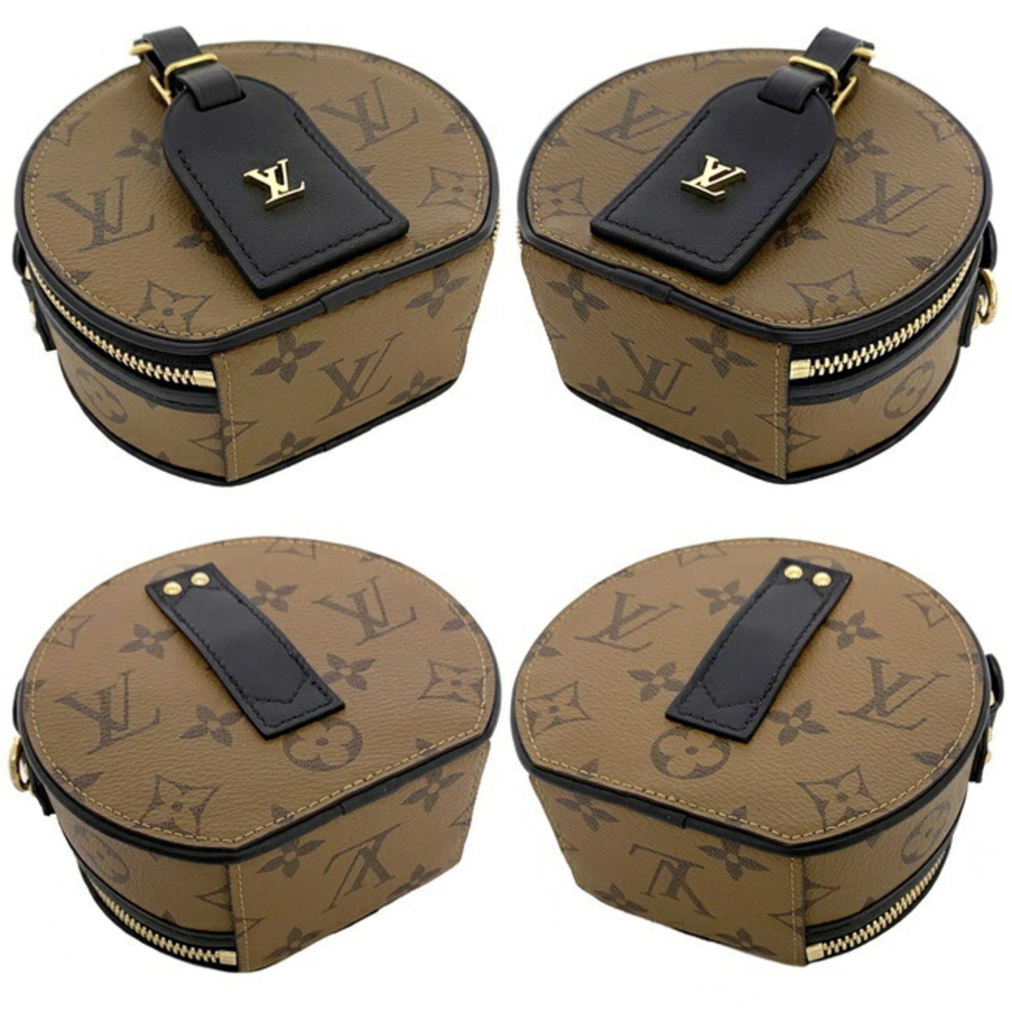 Louis Vuitton Shoulder Bag Bowat Chapo Brown Black Gold Monogram Reverse M68276 PL0240 LOUIS VUITTON Pochette Mini Name Tag LV Round
