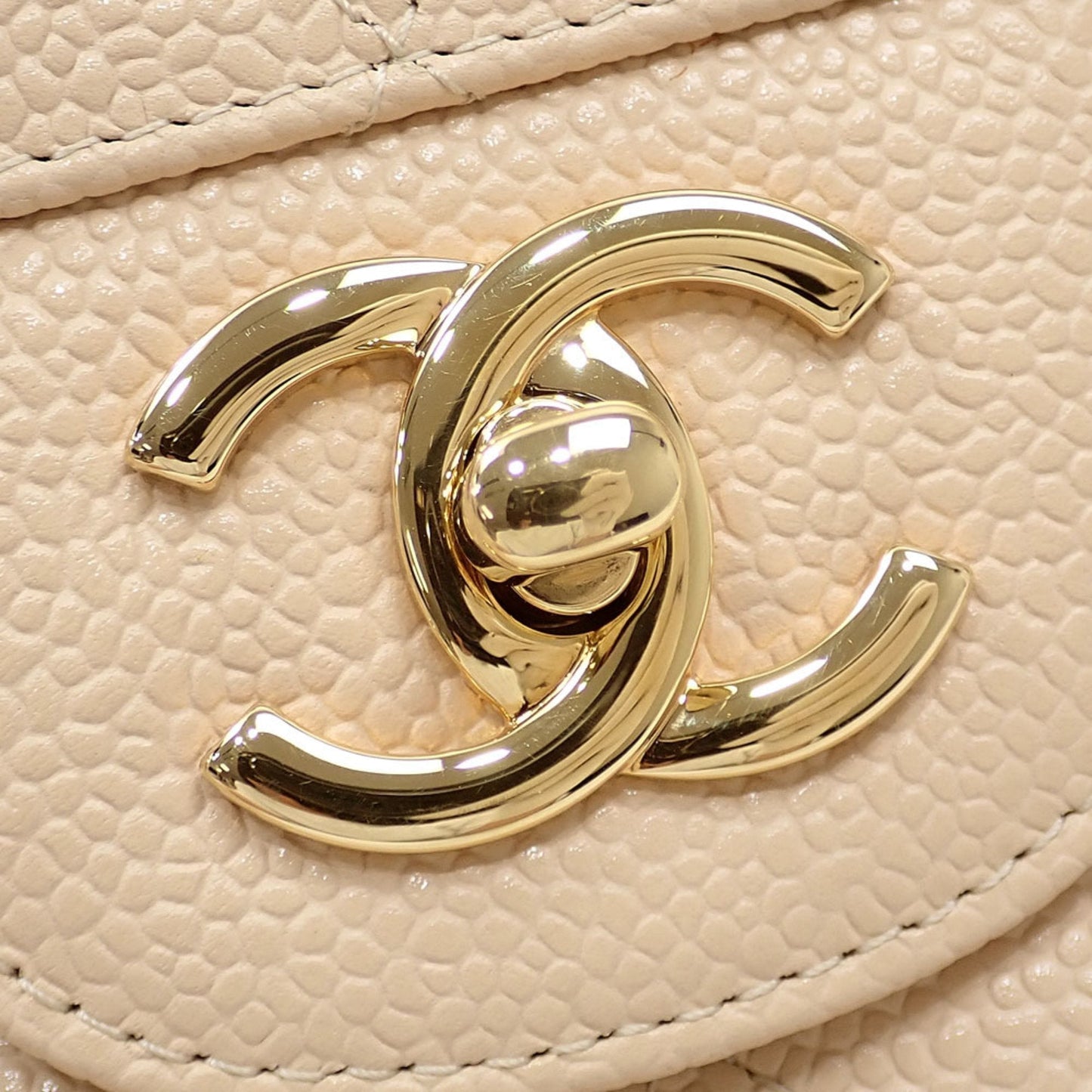 Chanel W flap chain shoulder bag Matelasse 30 Women's Beige Caviar Skin A58600 Coco Mark