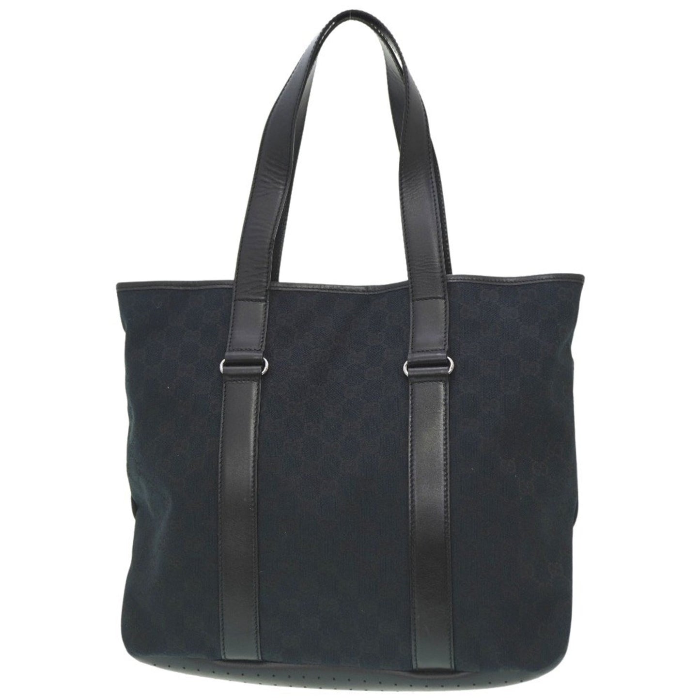 Gucci Gg Canvas Black Gg Canvas Leather Tote Bag