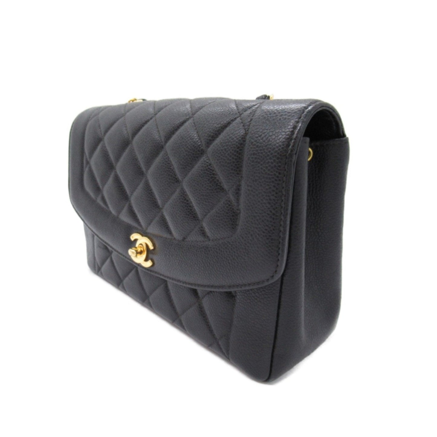 CHANEL Matelasse Diana ChainShoulder Bag Black Caviar Skin (Grained Calf)