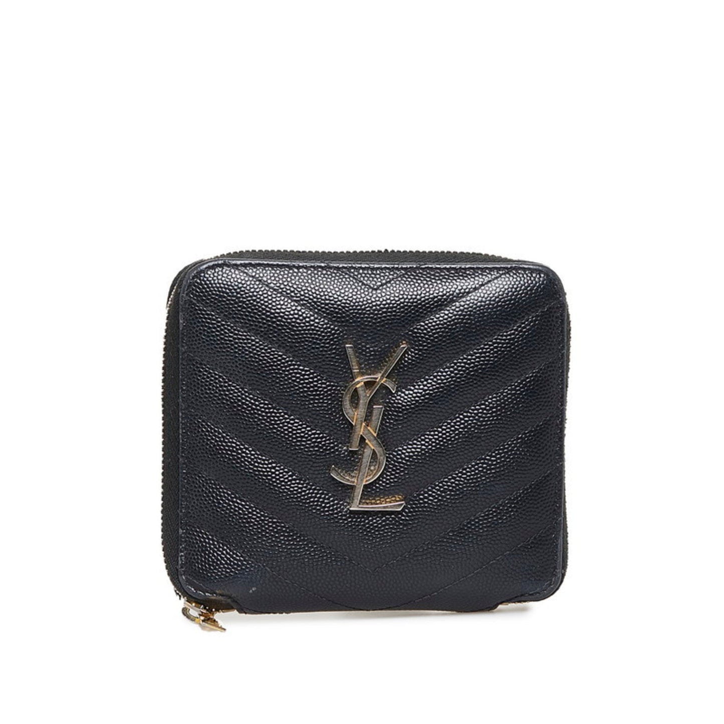 Saint Laurent YSL quilted bi-fold wallet black leather ladies