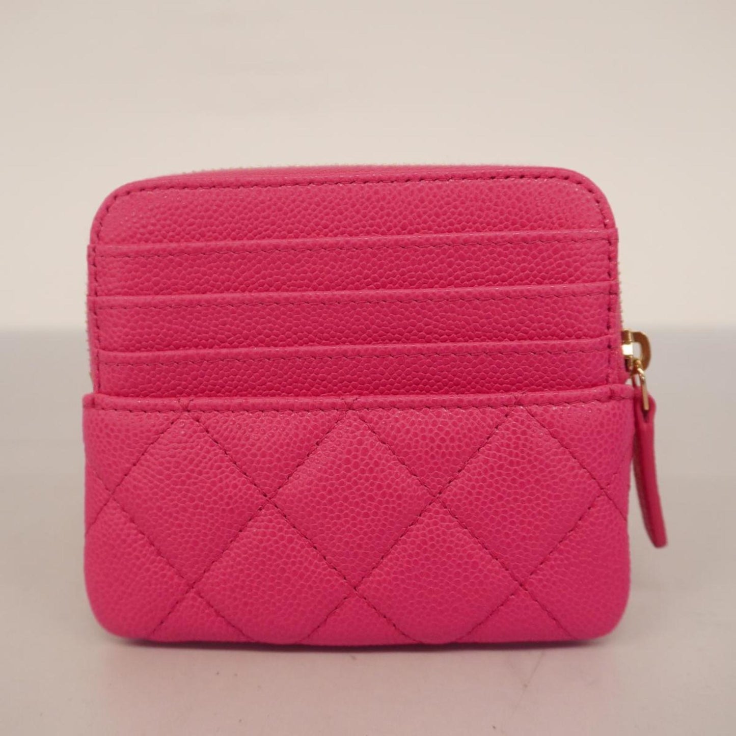 Chanel Wallet/Coin Case Matelasse Caviar Skin Pink Champagne Women's