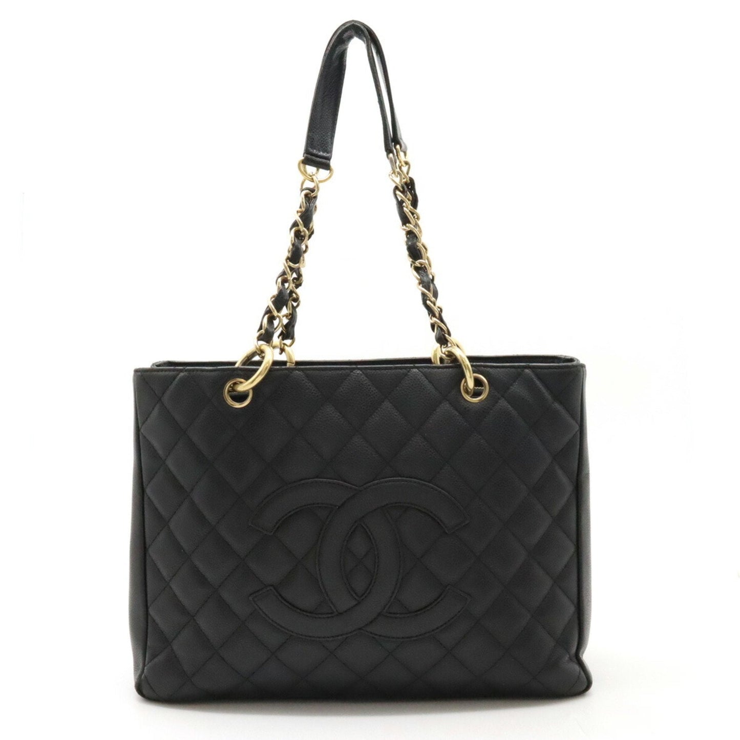 CHANEL Chanel Matelasse Coco Mark GST Tote Chain Bag Shoulder Caviar Skin Black A50995