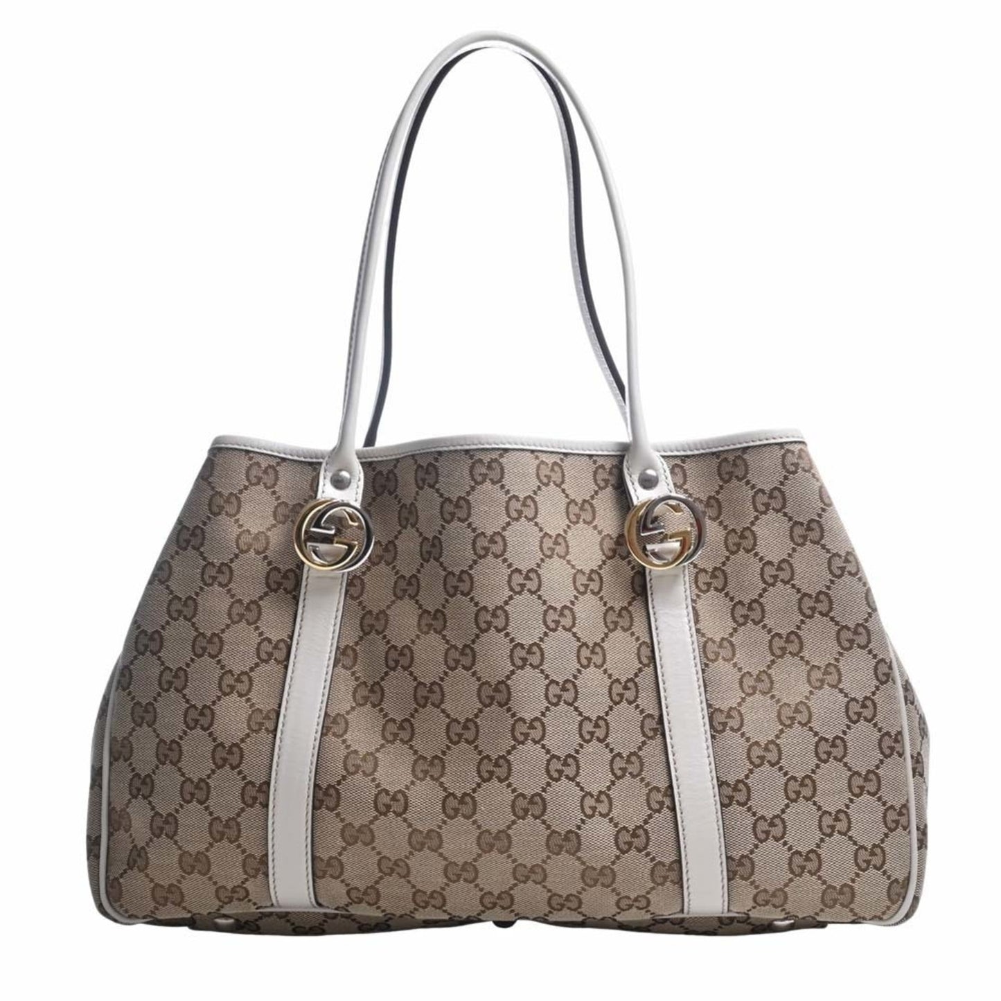 GUCCI GG Canvas Twins Tote Bag 232957 Beige/White Women's