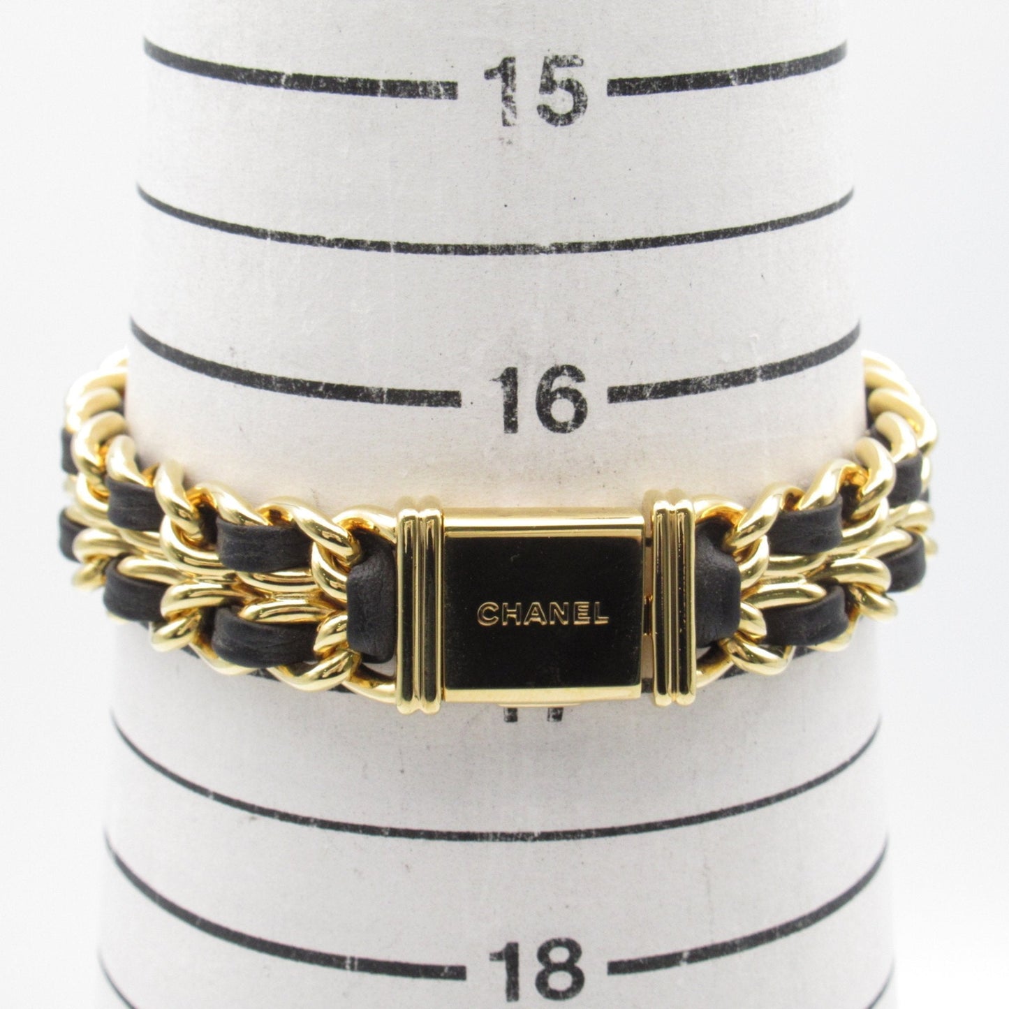 CHANEL Premiere L Wrist Watch H0001 Quartz Black Gold Plated Leather belt H0001