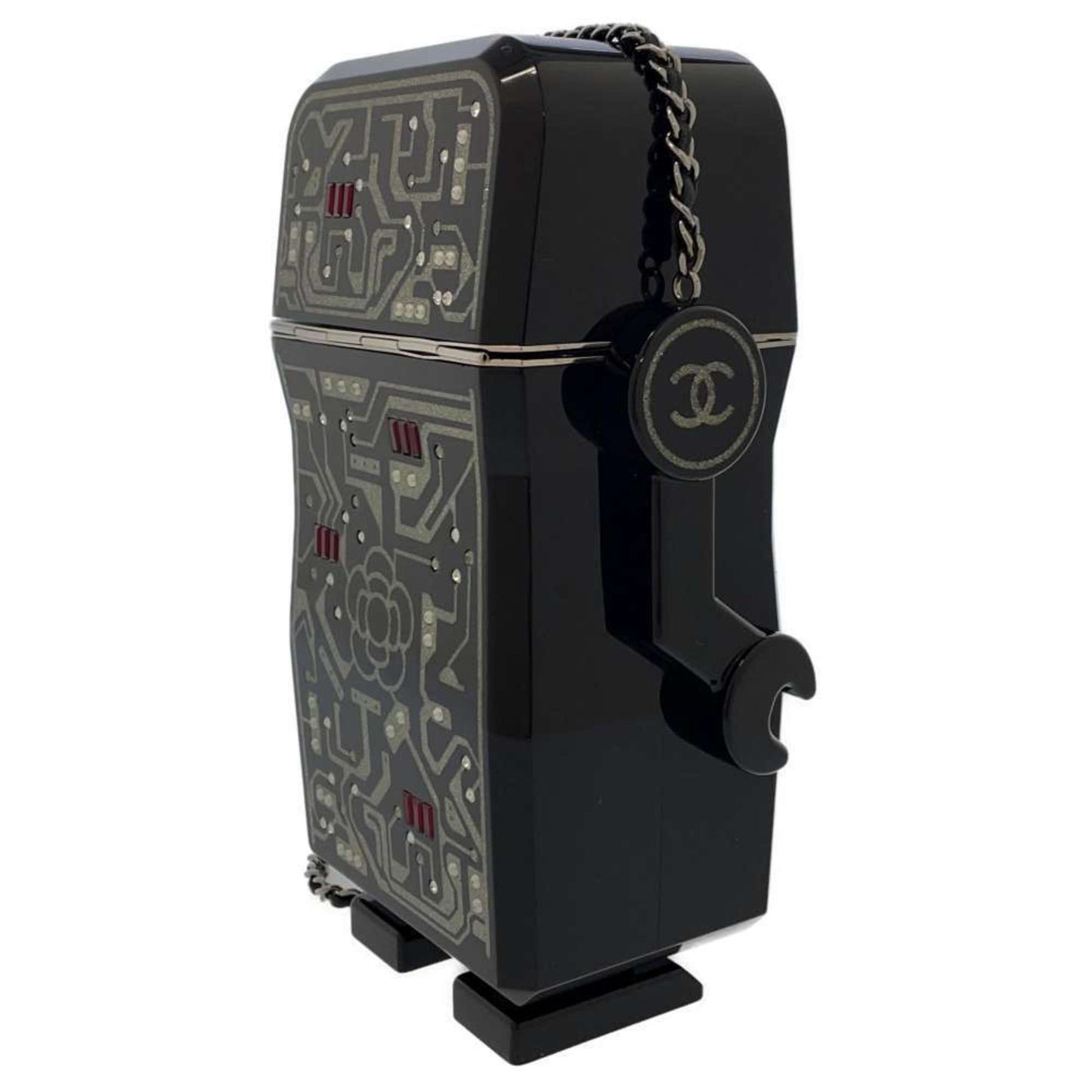 Chanel Chain Shoulder Bag Robot Rhinestone Faux Pearl CHANEL Black