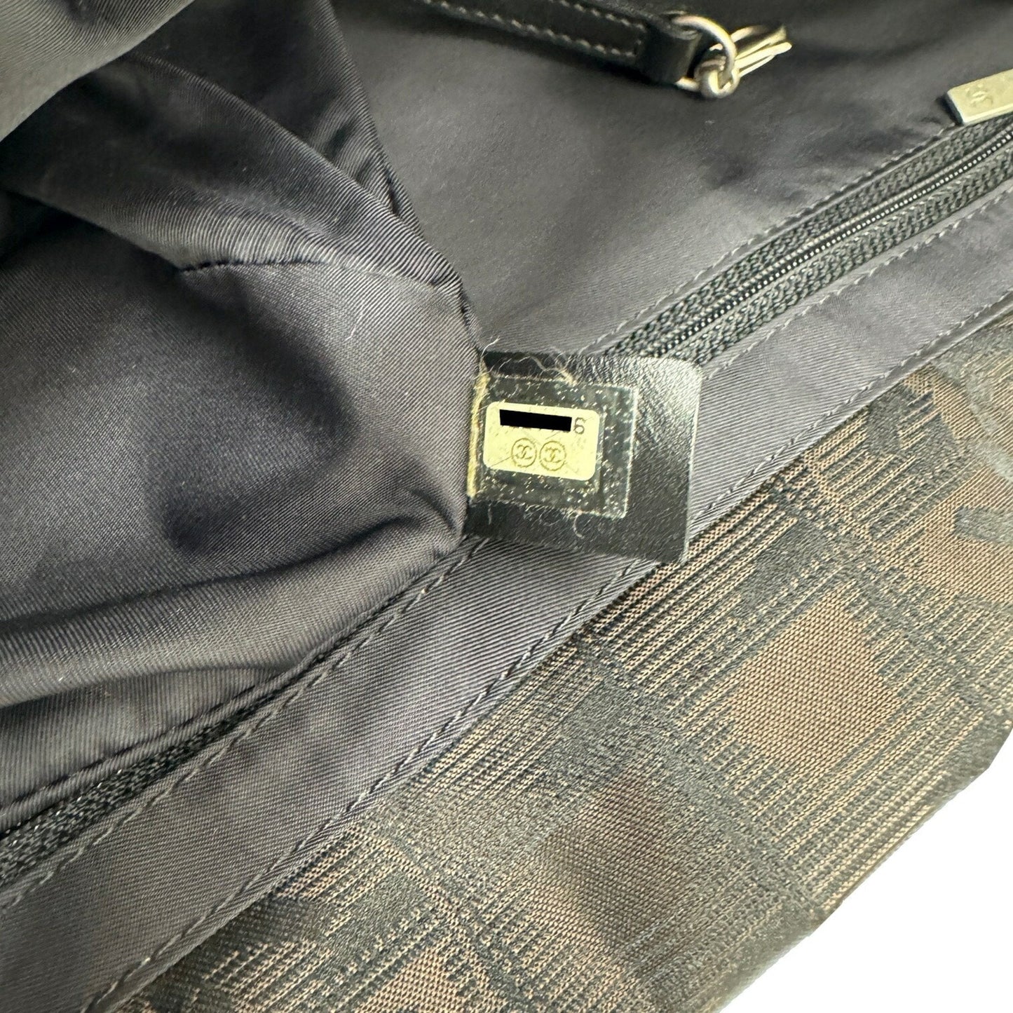 CHANEL New Travel Line Tote Canvas Leather No. 9 Brown Women's Bag