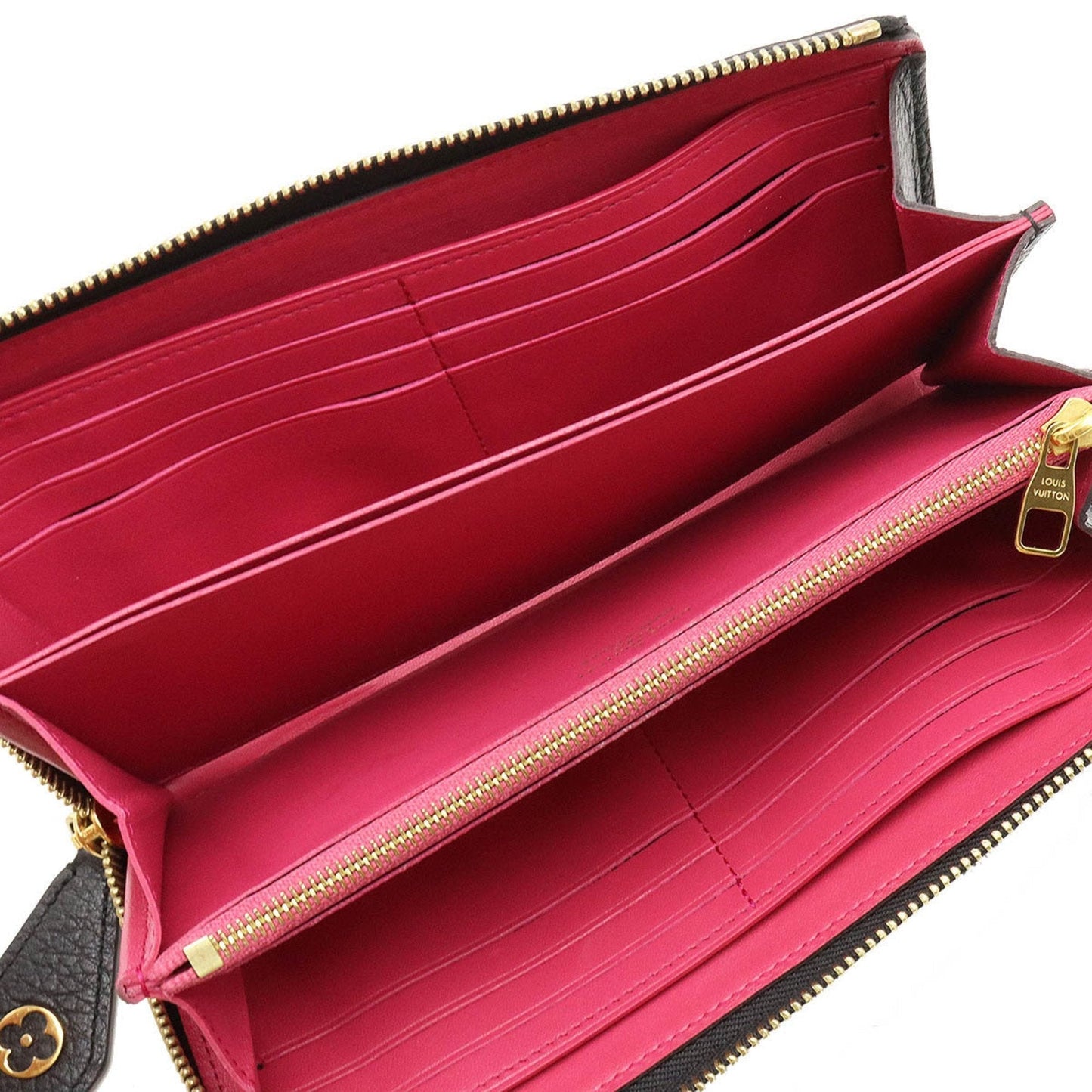 LOUIS VUITTON Portefeuille Comet L-shaped long wallet Taurillon leather Noir black pink M63102