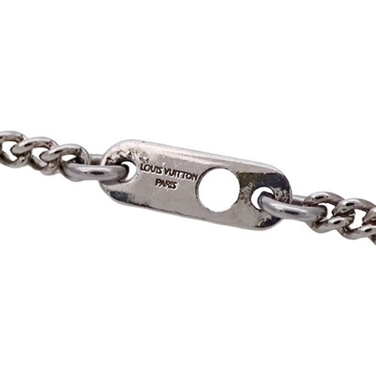 LOUIS VUITTON Necklace Monogram Eclipse Men's Collier Charms Black Silver M63641 Pendant