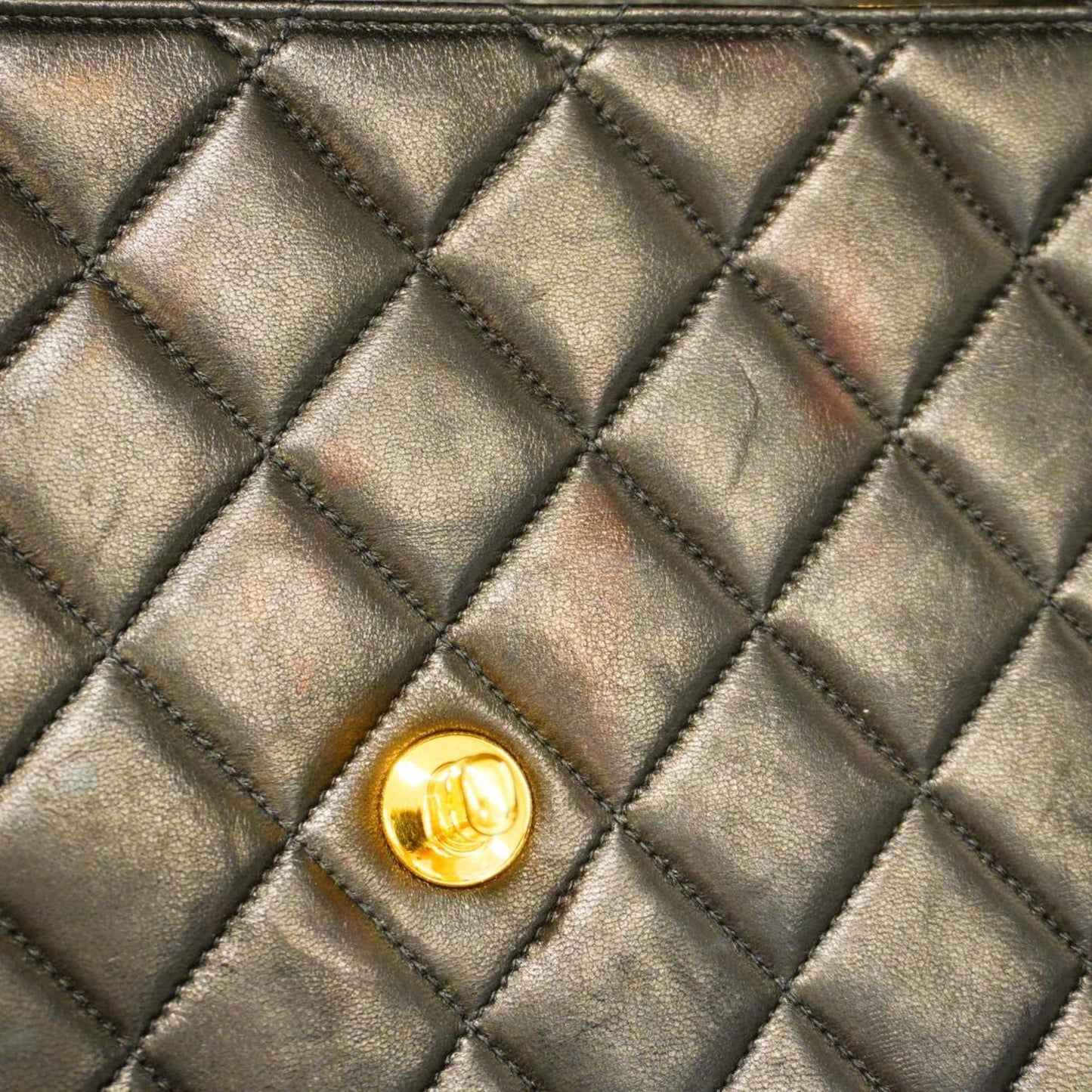 Chanel Shoulder Bag Deca Matelasse W Chain Lambskin Black Women's