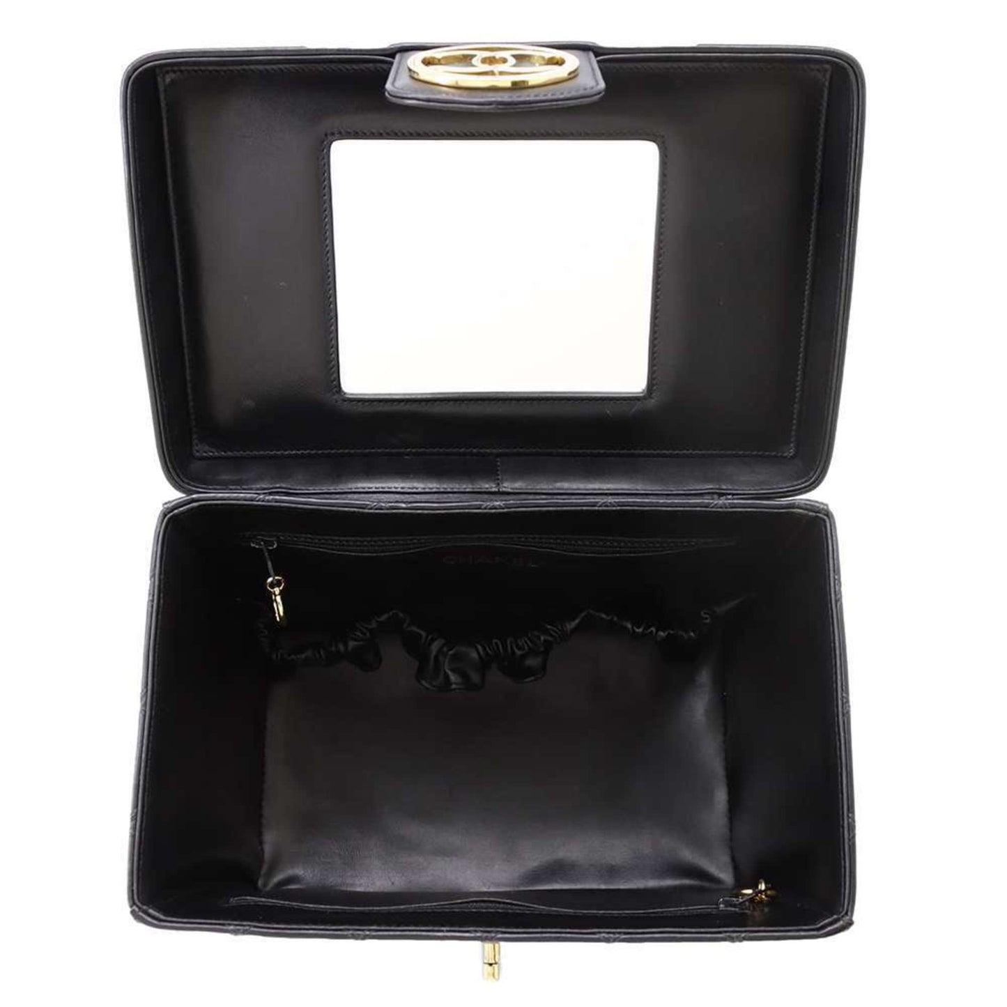 Chanel Vanity Bag Matelasse Coco Mark Bicolor Lambskin CHANEL 2way Shoulder Hand Black