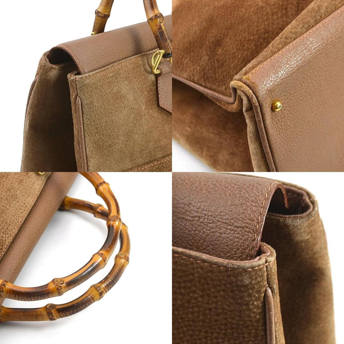 Gucci Brown Suede Leather Handbag Shoulder Bag