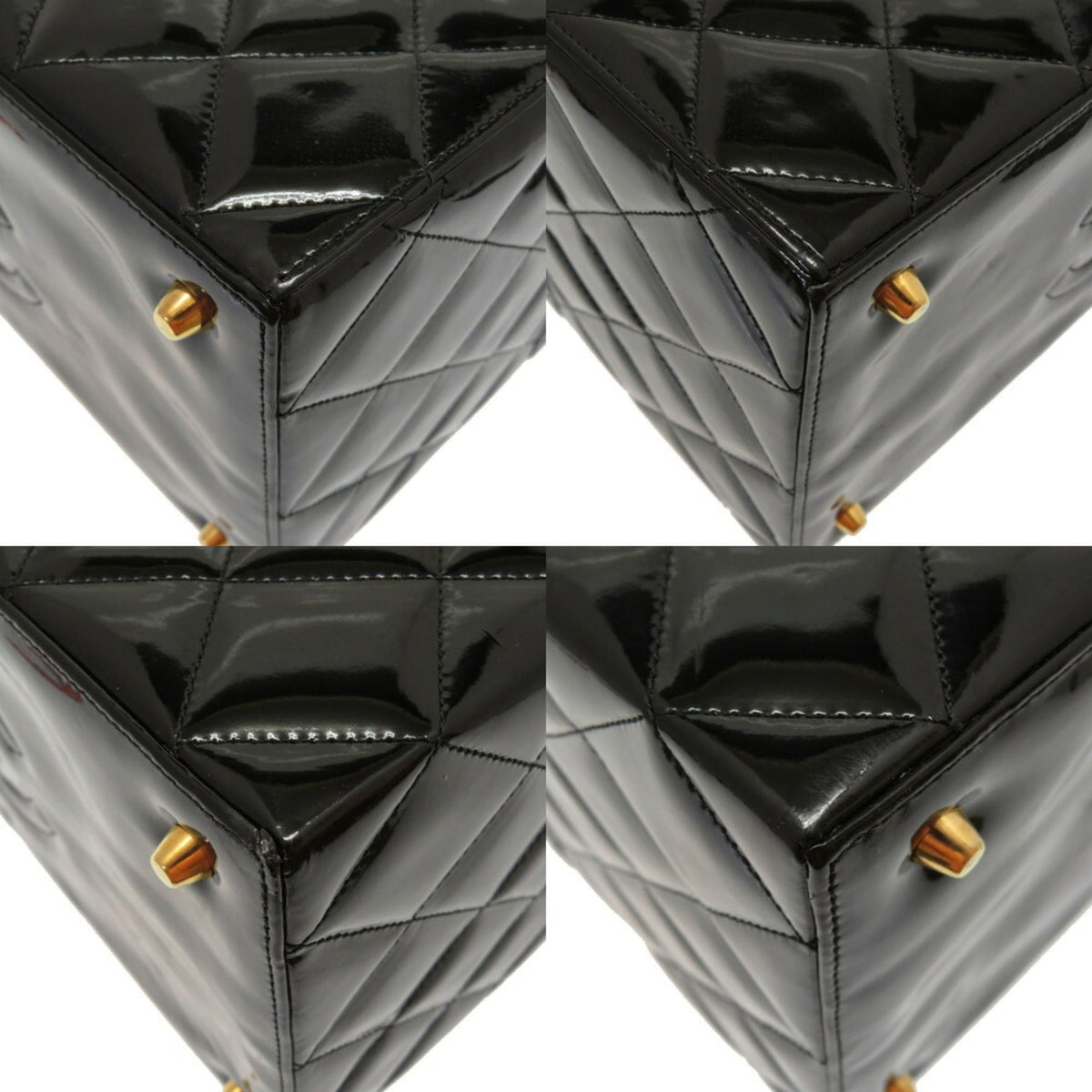 Chanel Matrasse Enamel Black 2nd Gold Metal Fittings Vintage Coco Mark Turn Lock Vanity Bag 0032 CHANEL