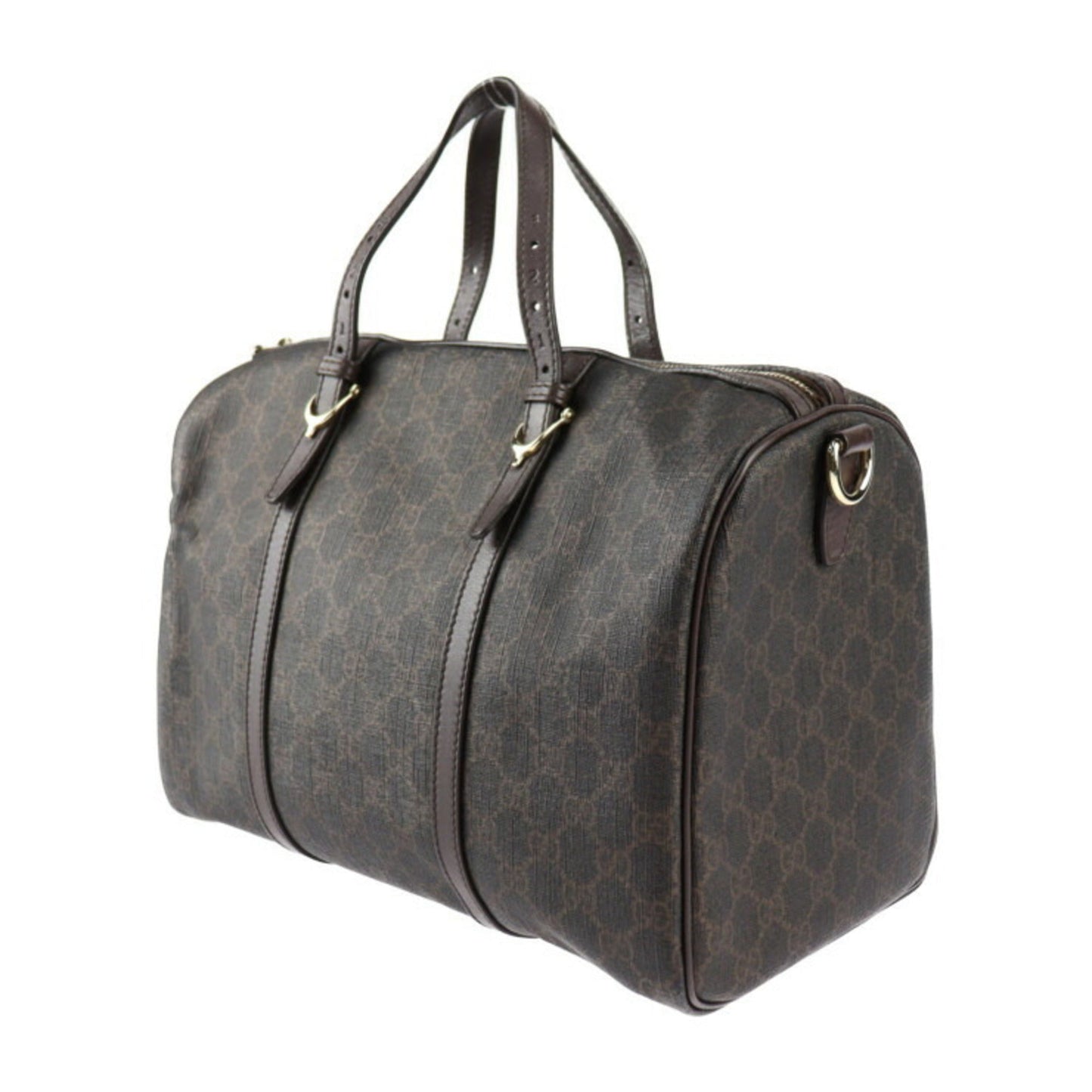 Gucci Dark Brown Gg Supreme Leather Boston Bag Handbag Shoulder Bag
