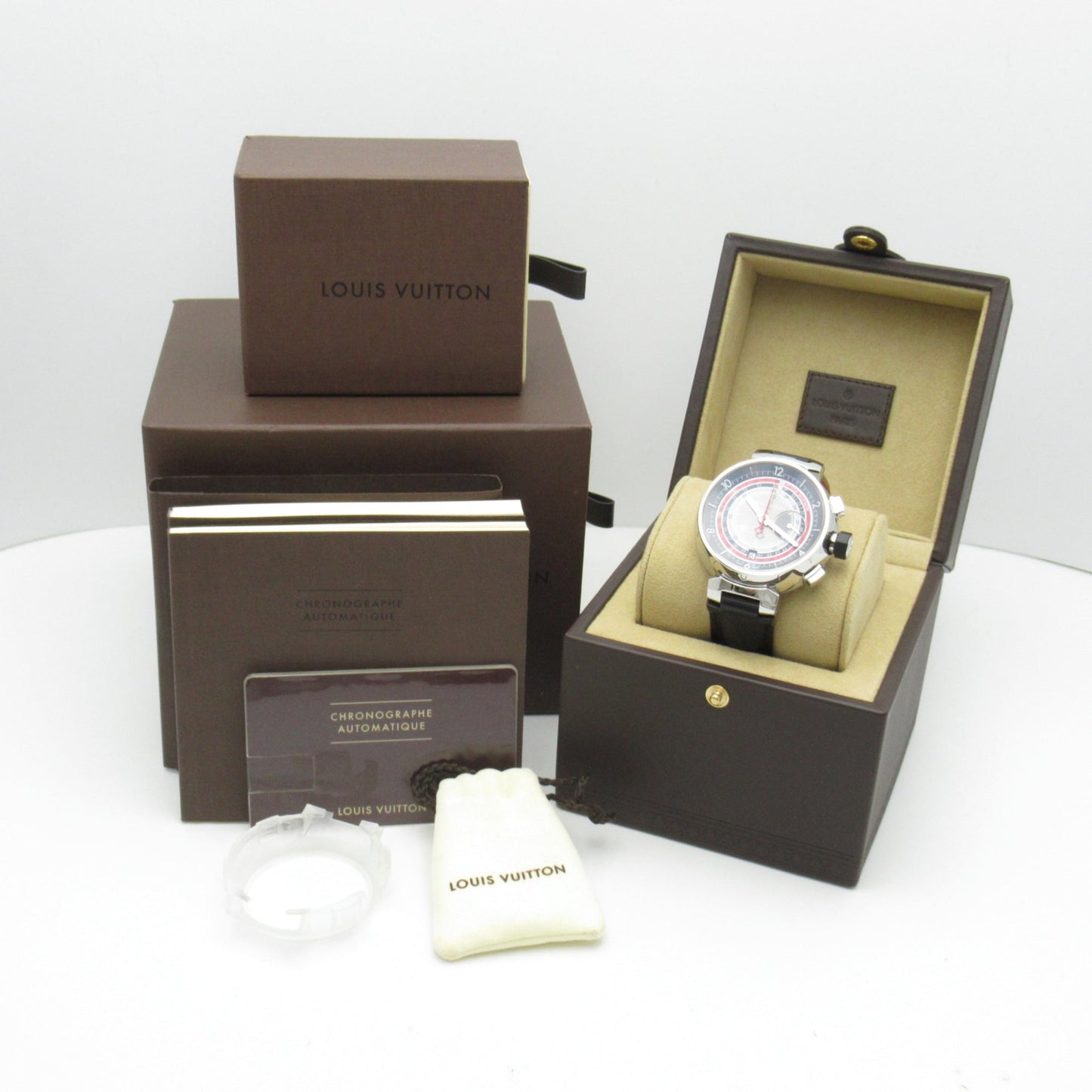 LOUIS VUITTON Tambour Voyage Chronograph Wrist Watch watch Wrist Watch Q102C Mechanical Automatic Gray Stainless Ste Q102C