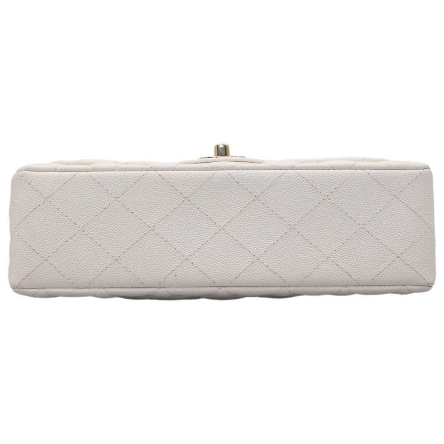 Chanel Chain Shoulder Bag Matelasse Coco Mark Caviar Skin A01113 Double Flap CHANEL White