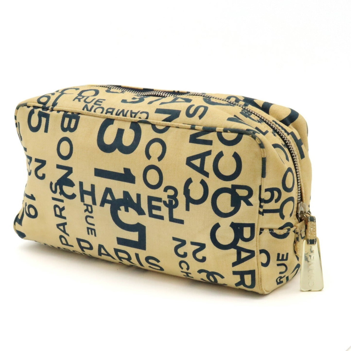 CHANEL Chanel Bi-C Line Multi-Pouch Canvas Beige Navy