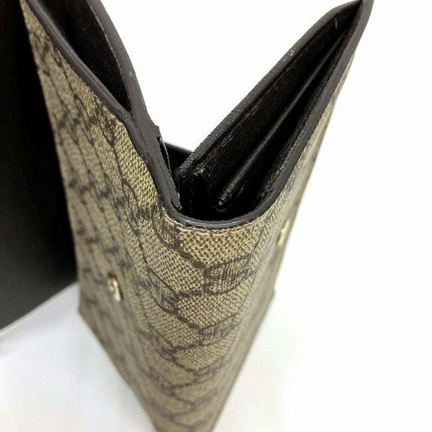 Gucci Beige Brown Pvc Leather Long Wallet (Bi-Fold)
