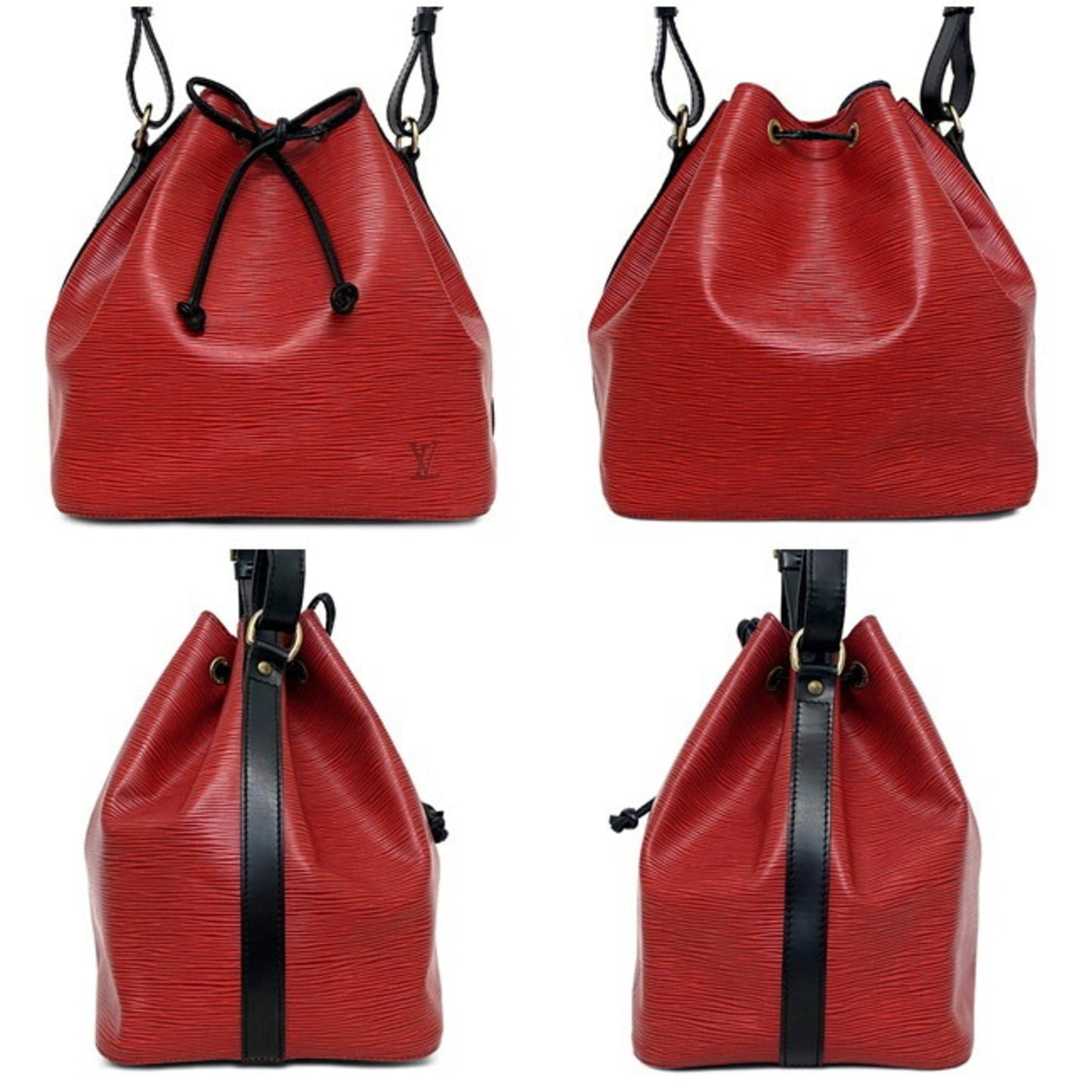 Louis Vuitton Petit Noe Red Black Epi M44172 Leather AK0965 LOUIS VUITTON Shoulder Bag One Two Tone Ladies
