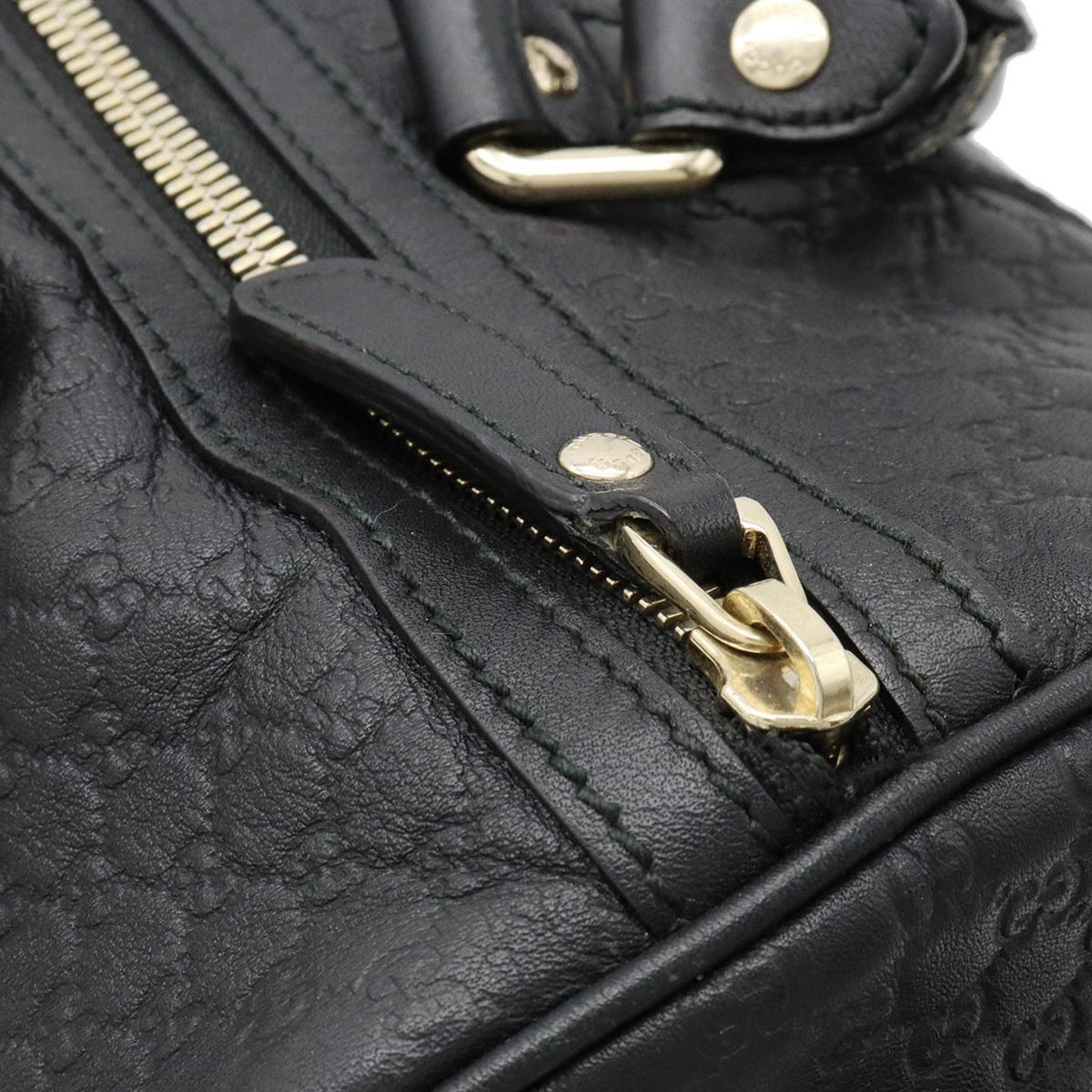 GUCCI Micro sima Boston Bag Handbag Shoulder Leather Black 449646