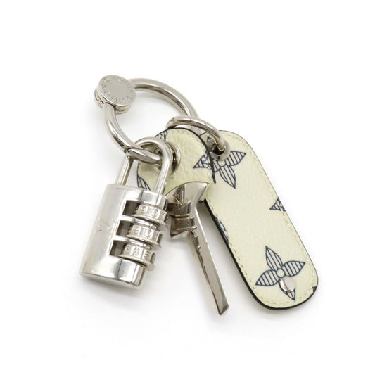LOUIS VUITTON Monogram Lock Bag Charm Keychain Key Ring Padlock PVC Metal Bronze Silver MP2035