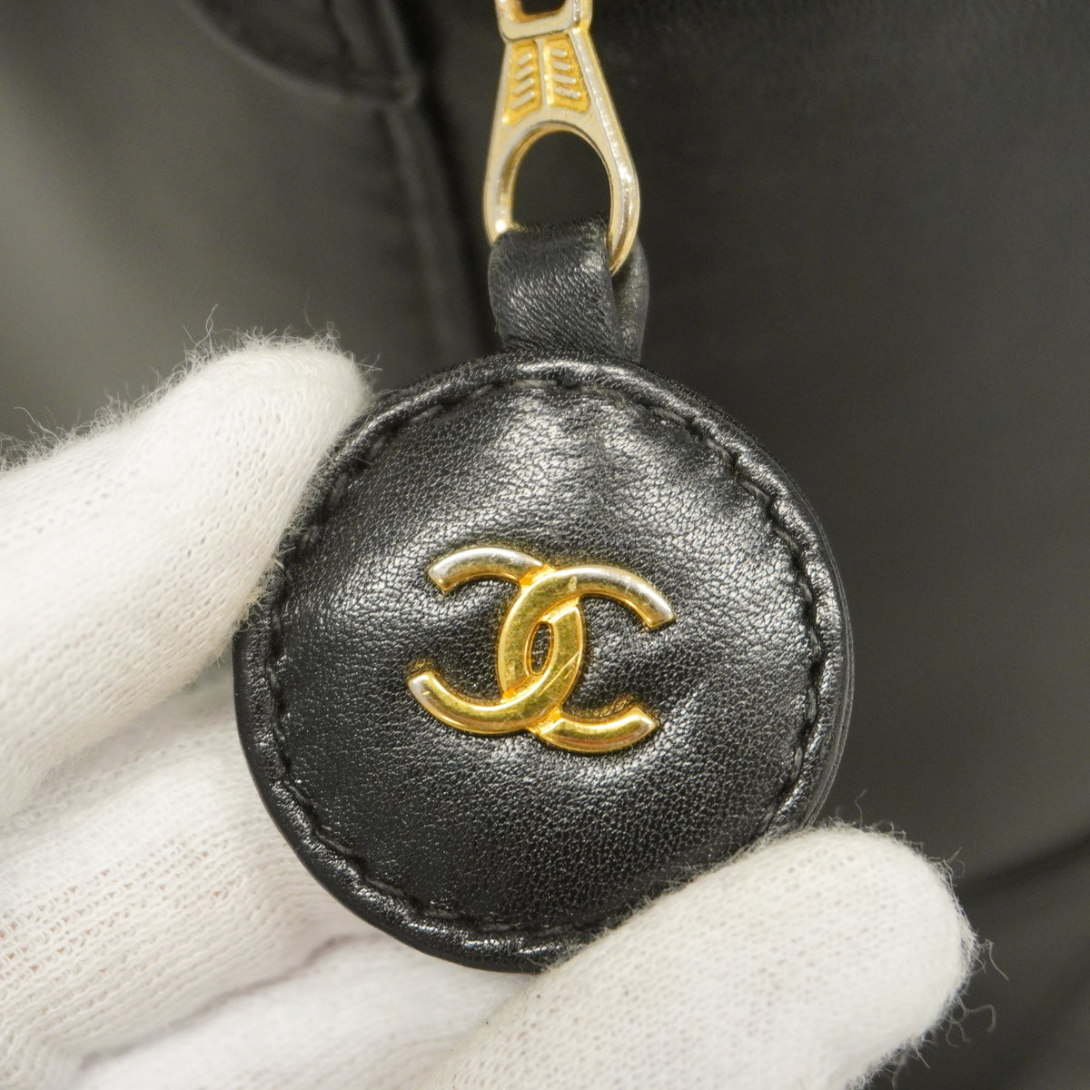 Chanel[3ca0286] Auth  Vanity Bag Bicolore Lambskin Black Gold metal
