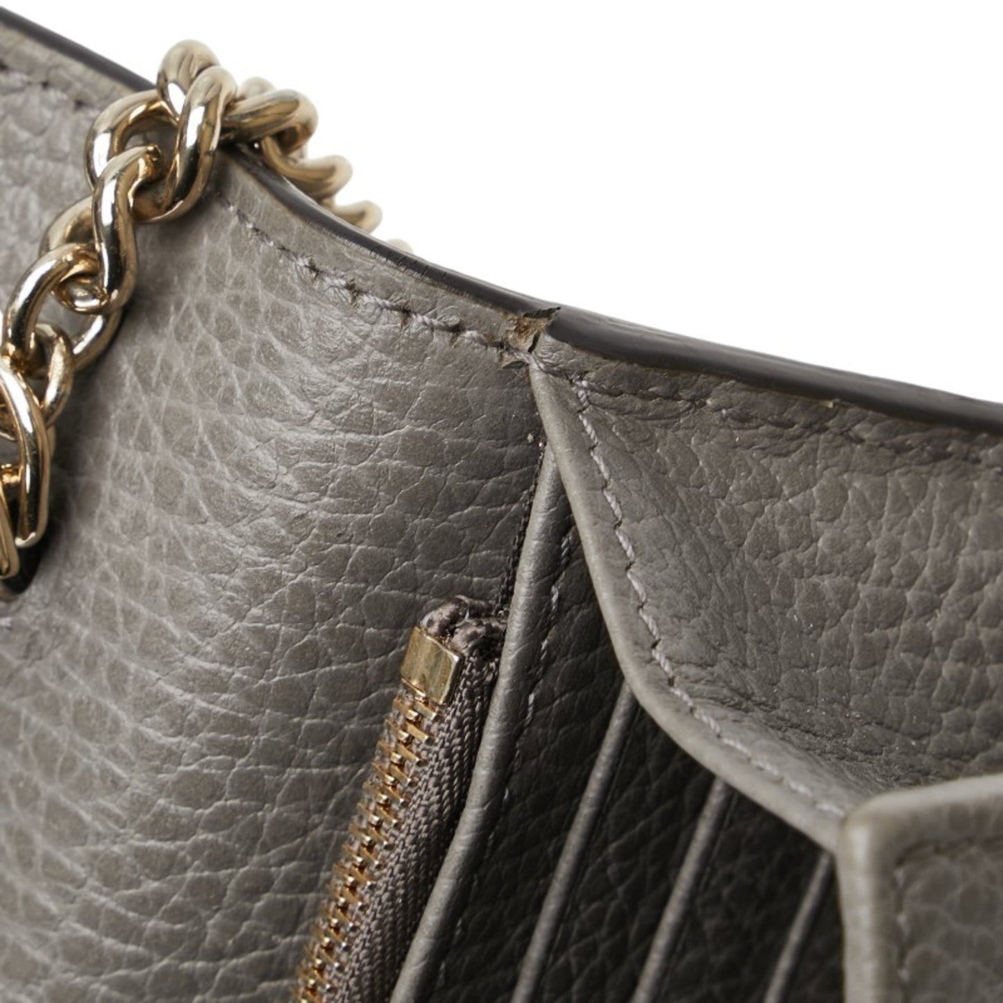 Gucci Gray Leather Chain/Shoulder Wallet