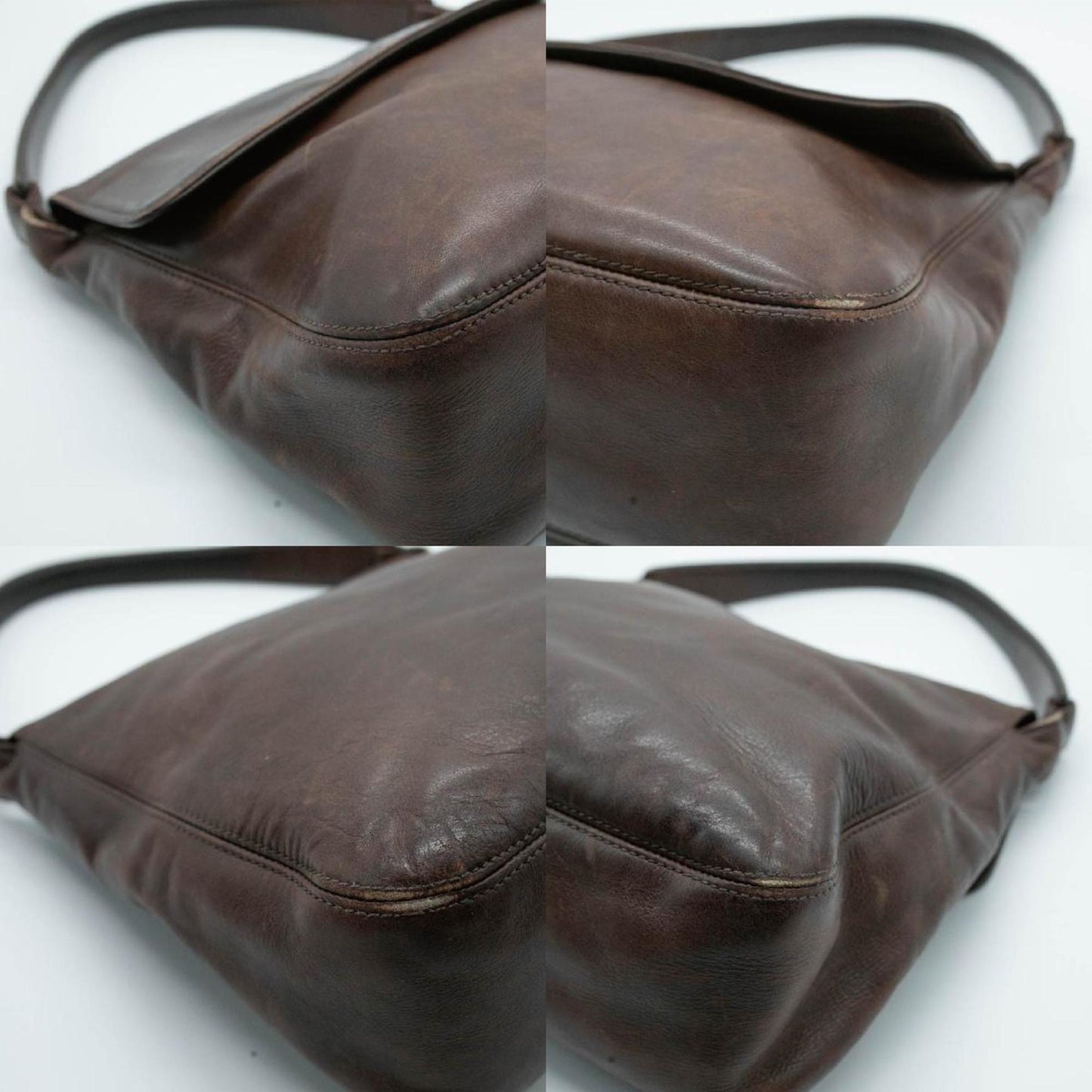 CHANEL Shoulder Bag Handbag Slap Leather Brown Black Women's PD57