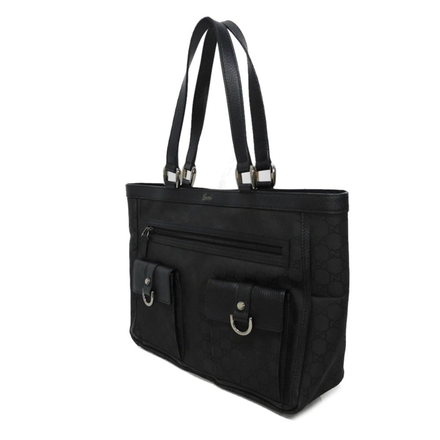 Gucci Black Nylon Leather Shoulder Bag Tote Bag