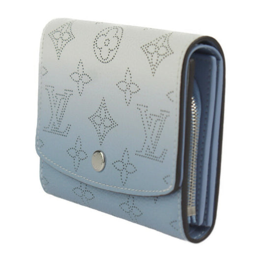 LOUIS VUITTON Portefeuille Iris Compact Monogram Mahina Bifold Wallet M80492 Leather Blue Gradation Silver Metal Fittings