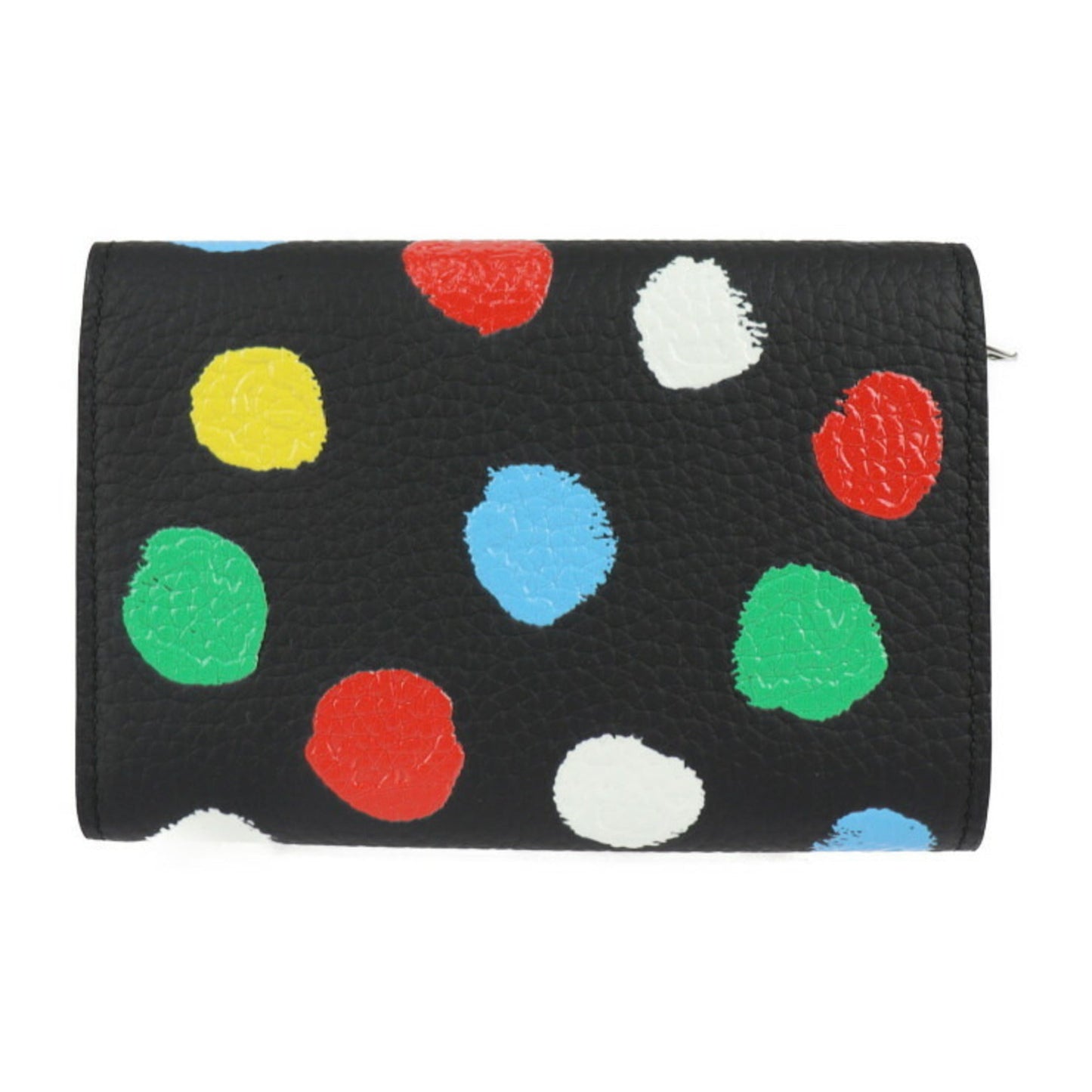 LOUIS VUITTON Portefeuille Capucines LV x YK Yayoi Kusama Collaboration Trifold Wallet M81963 Taurillon Leather Black Multicolor Silver Hardware 2023 Collection Vuitton